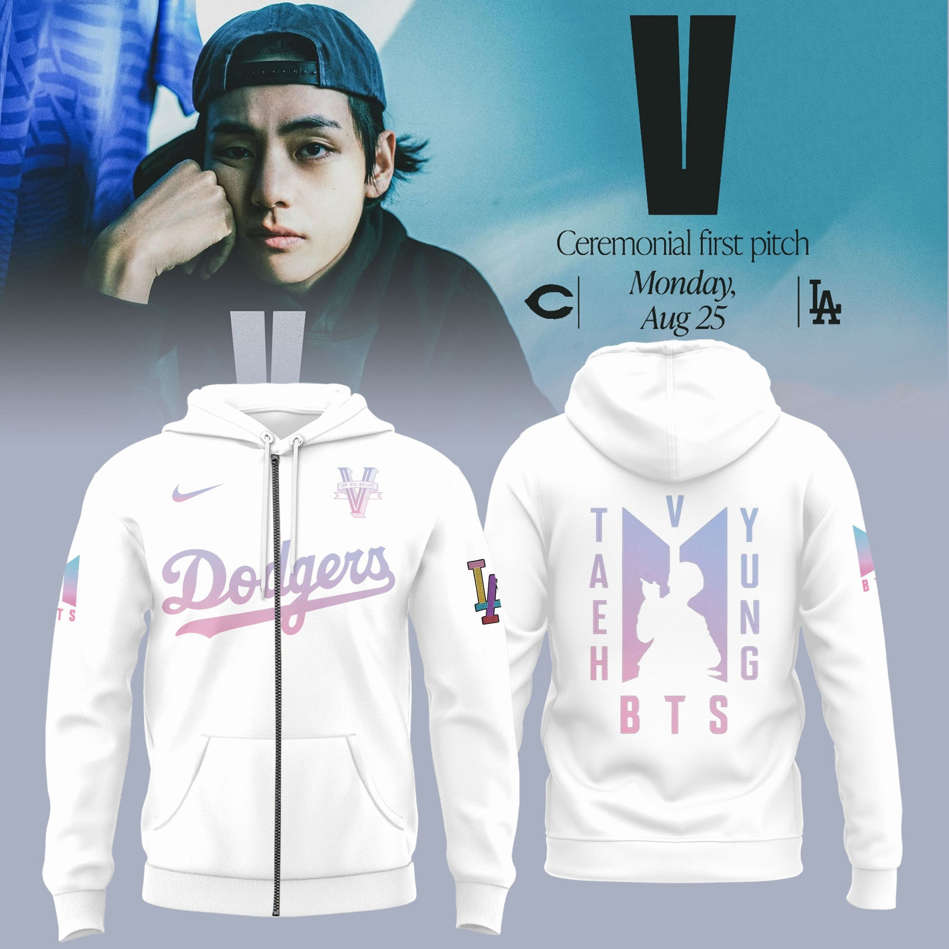 Los Angeles Dodgers X V Bts Zip Hoodie Best Gifts For Baseball Lovers