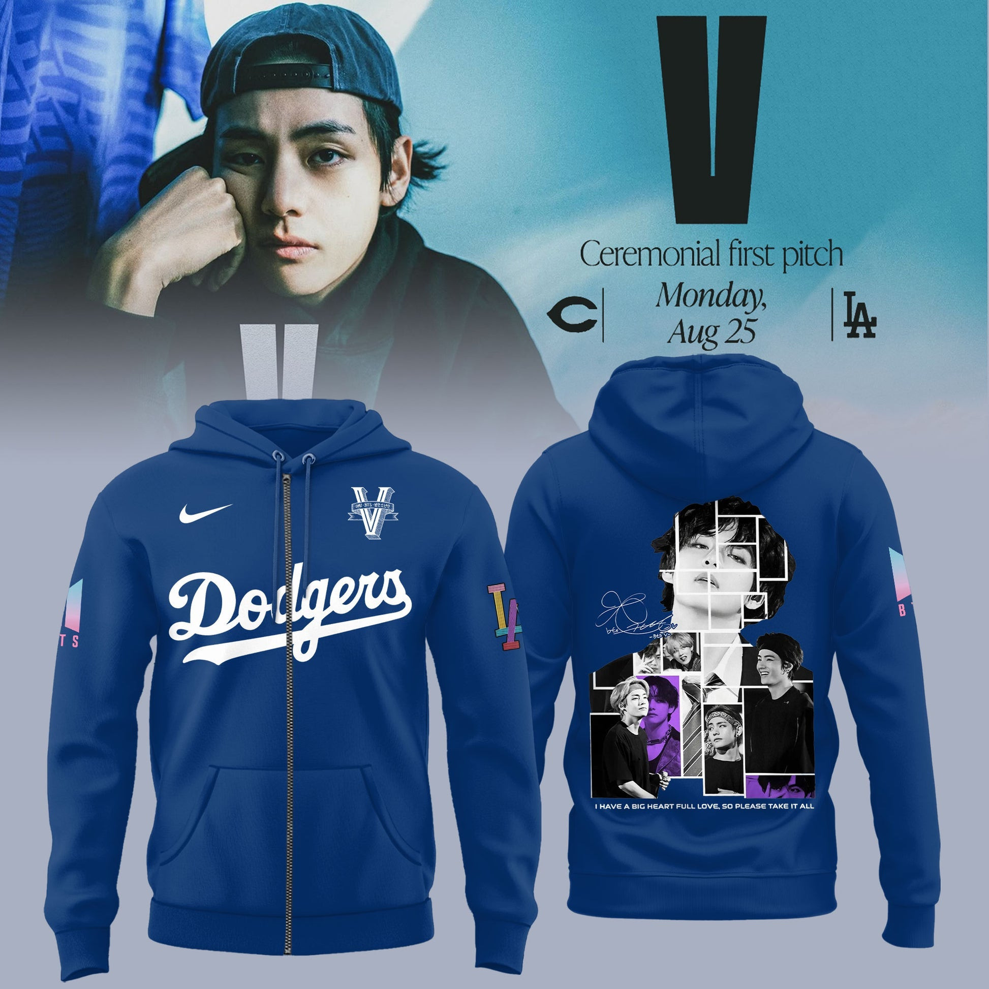 Los Angeles Dodgers X V Bts Zip Hoodie Gift Ideas For Baseball Fans