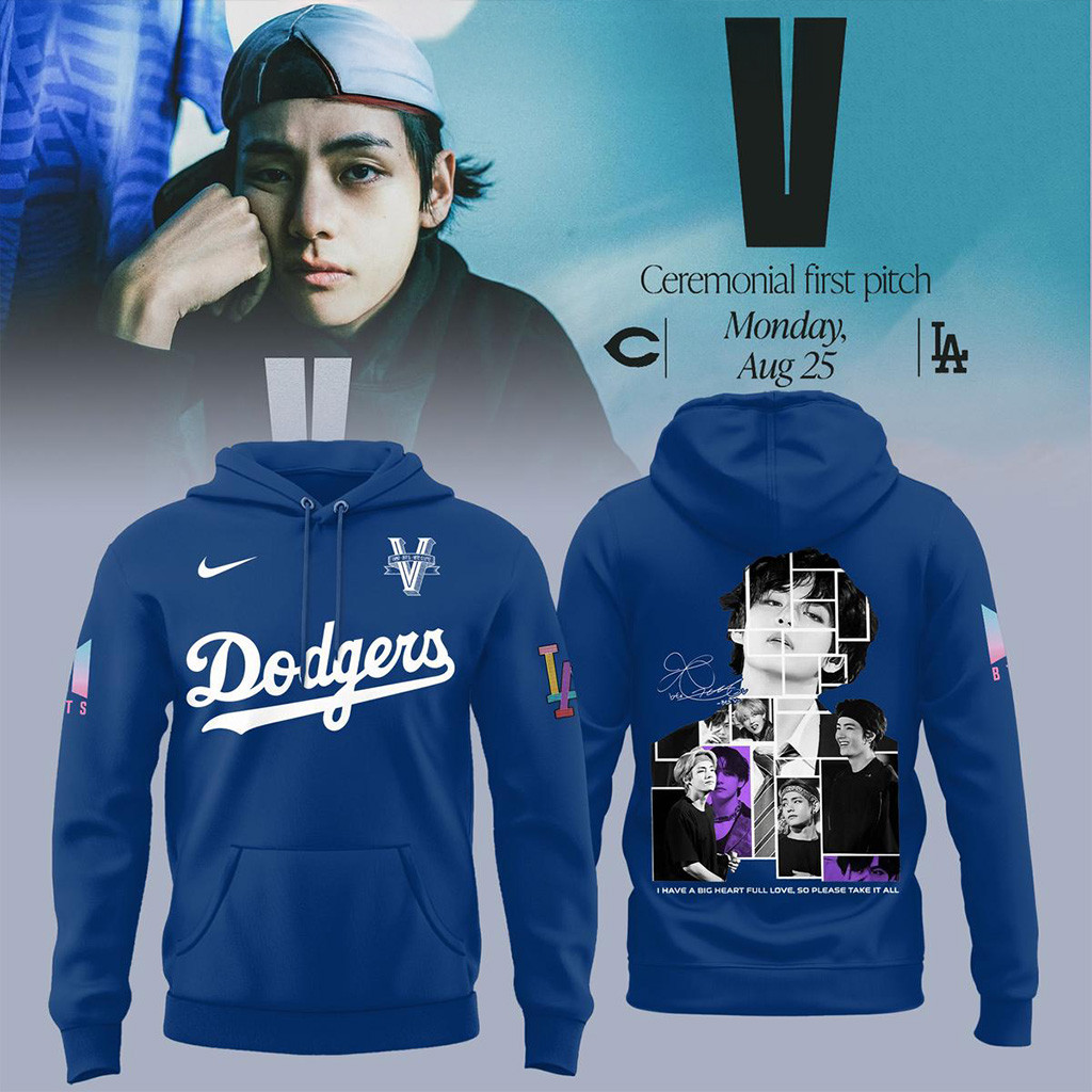 Los Angeles Dodgers X V Taehyung Hoodie Los Angeles Dodgers Merch Baseball Lover Gift Ideas