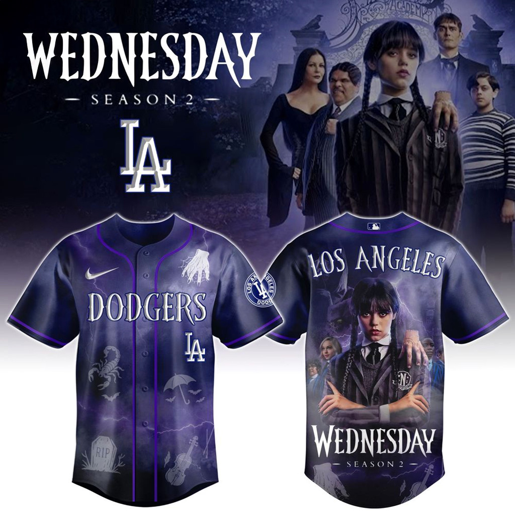 Los Angeles Dodgers X Wednesday Season 2 Jersey 2025 Dodgers Merch Gift For Her