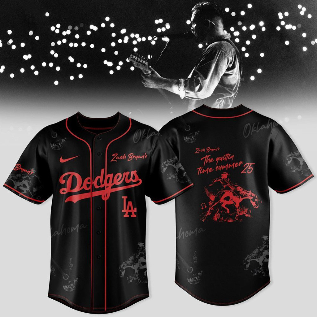 Los Angeles Dodgers X Zach Bryan The Quittin Time Tour 2025 Baseball Jersey Dodgers Merch