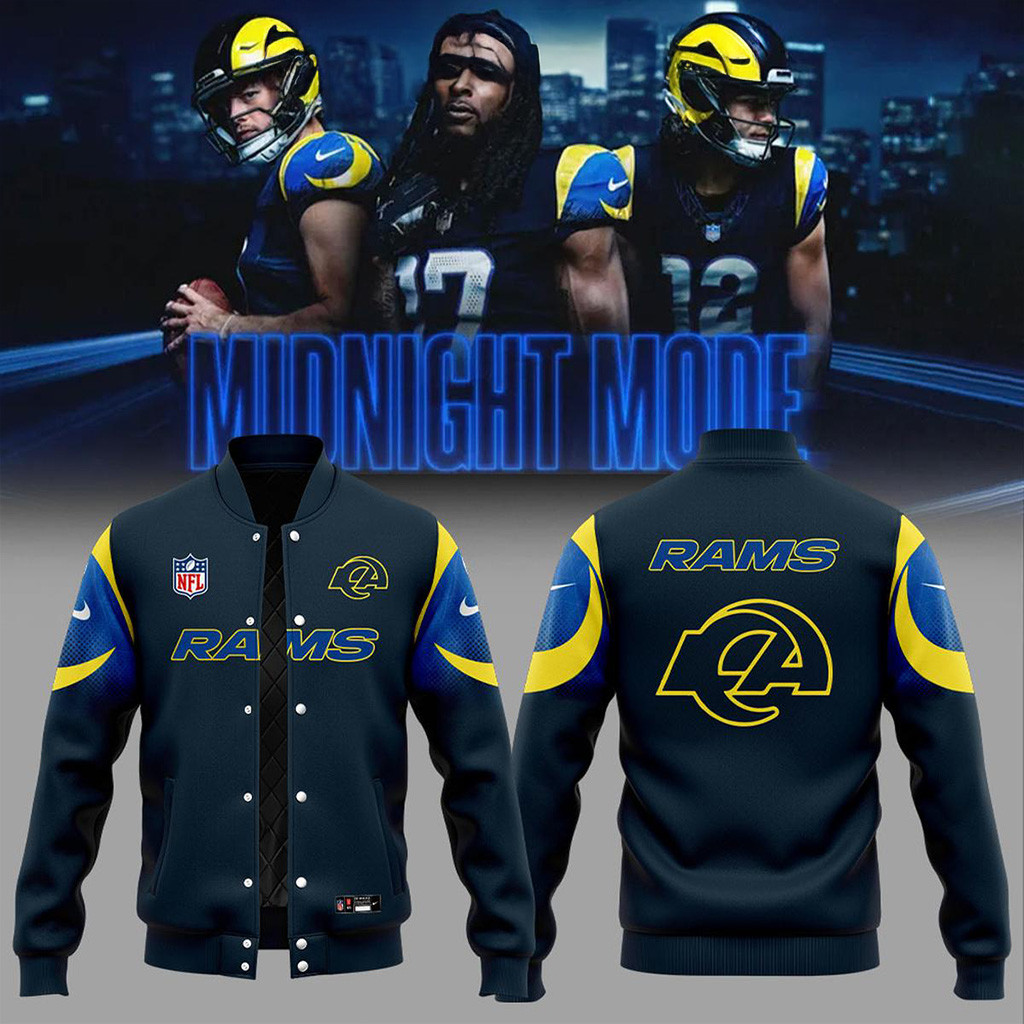 Los Angeles Rams Midnight Mod 2025 Baseball Jacket Los Angeles Rams Merch Fans Gifts