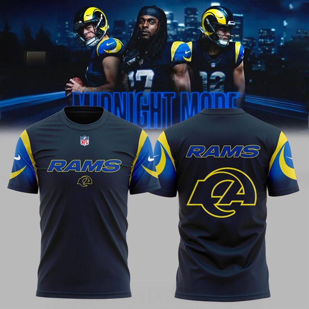 Los Angeles Rams New Rivalries Mid Night Mod Uniform 2025 T-Shirt Rams Merch Gifts For Fans