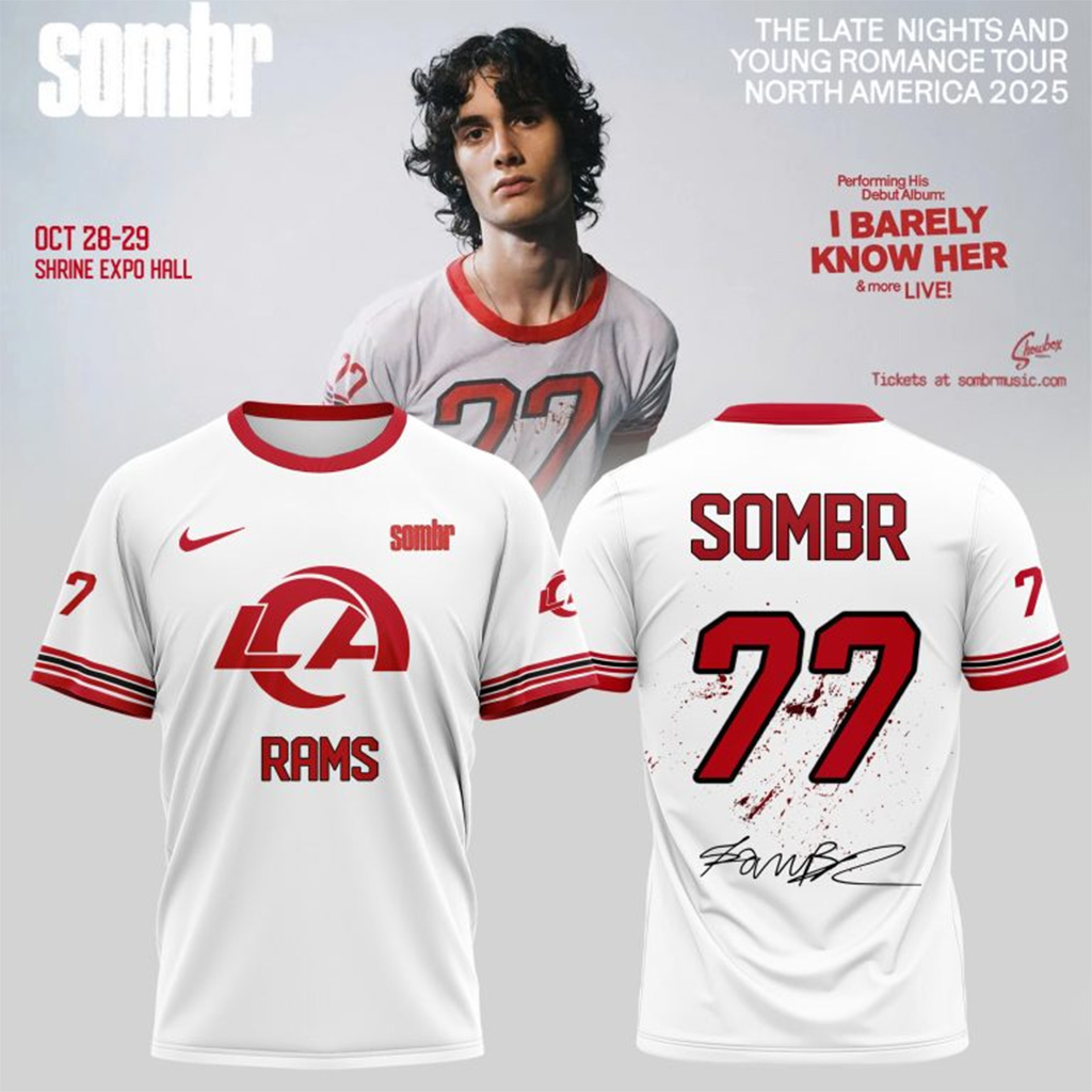 Los Angeles Rams X Sombr The Late Nights Young Romance Tour T-Shirt Fan Merch Gift For Him