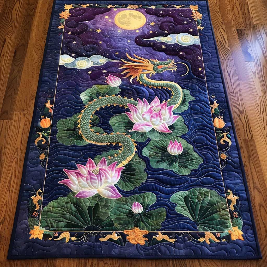 Lotus Dragon Quilted Table Runner Dining Table Runner Home Decorations Xmas Gifts Ideas