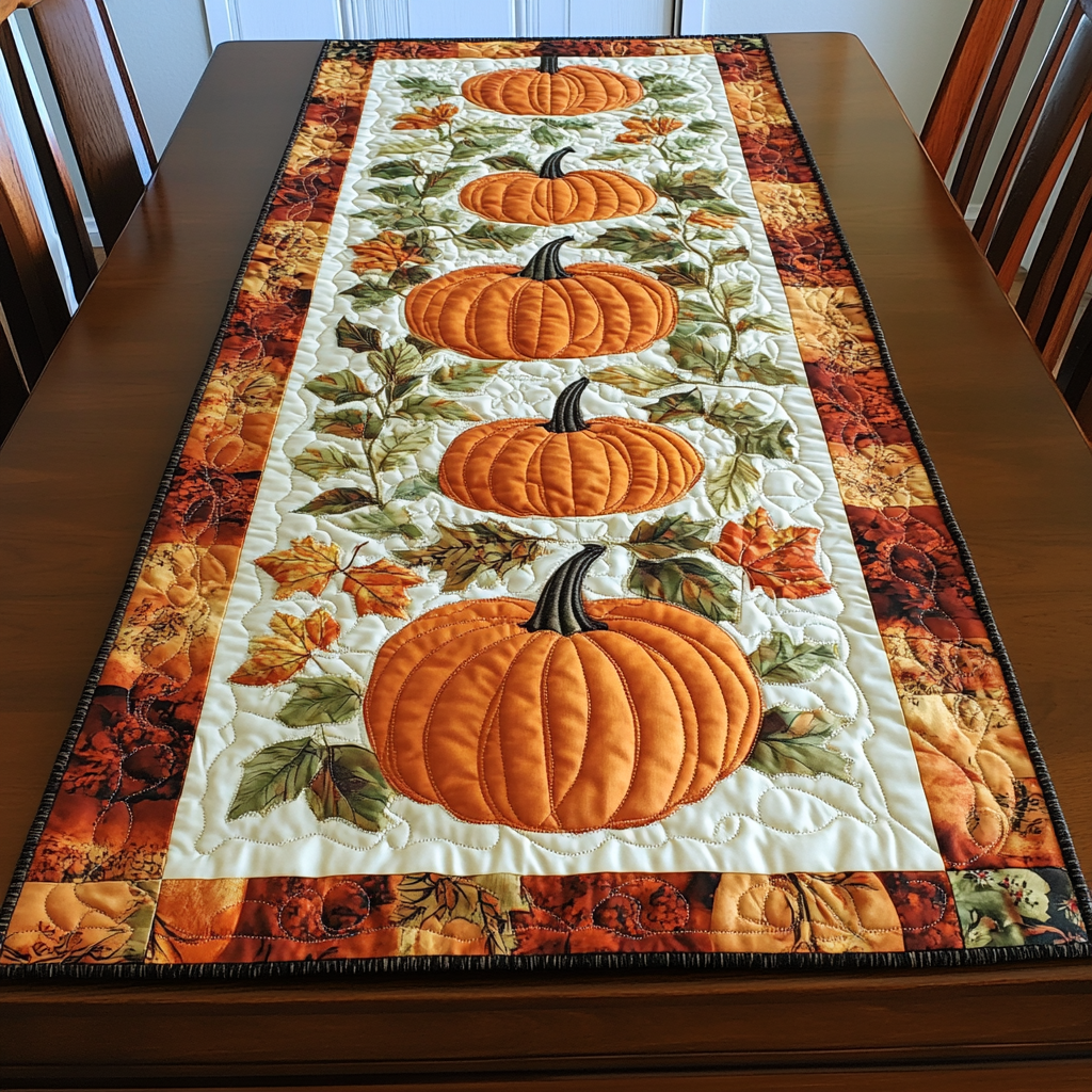 Love Autumn Pumpkins Quilted Table Runner Autumn Fall Decor Table Runner Great Gifts For Family