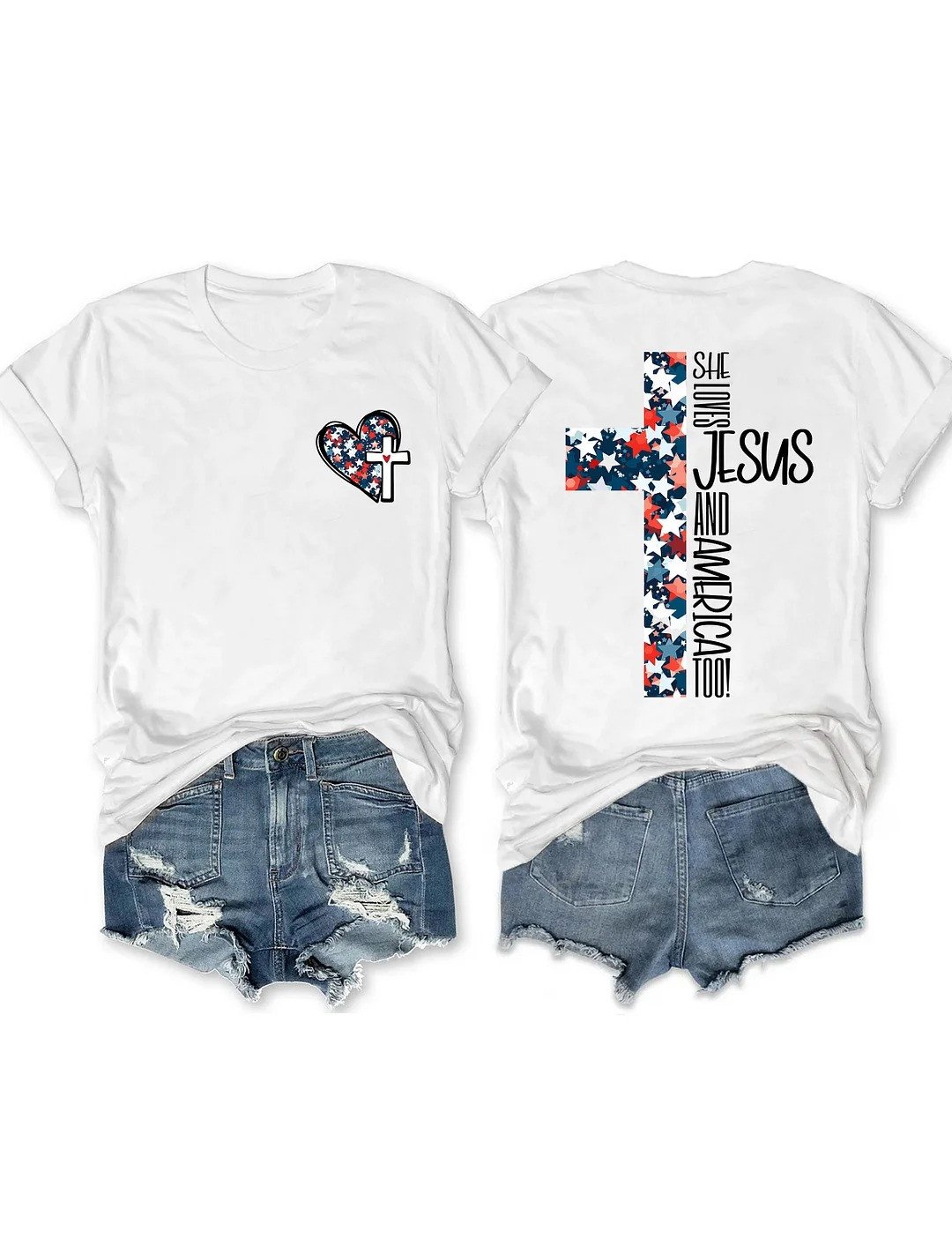 Loves Jesus And America To T-Shirt 4th Of July Shirt Dad Gift Ideas