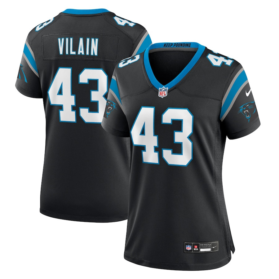 Luiji Vilain 43 Carolina Panthers Game Women Jersey - Black - JSDV149