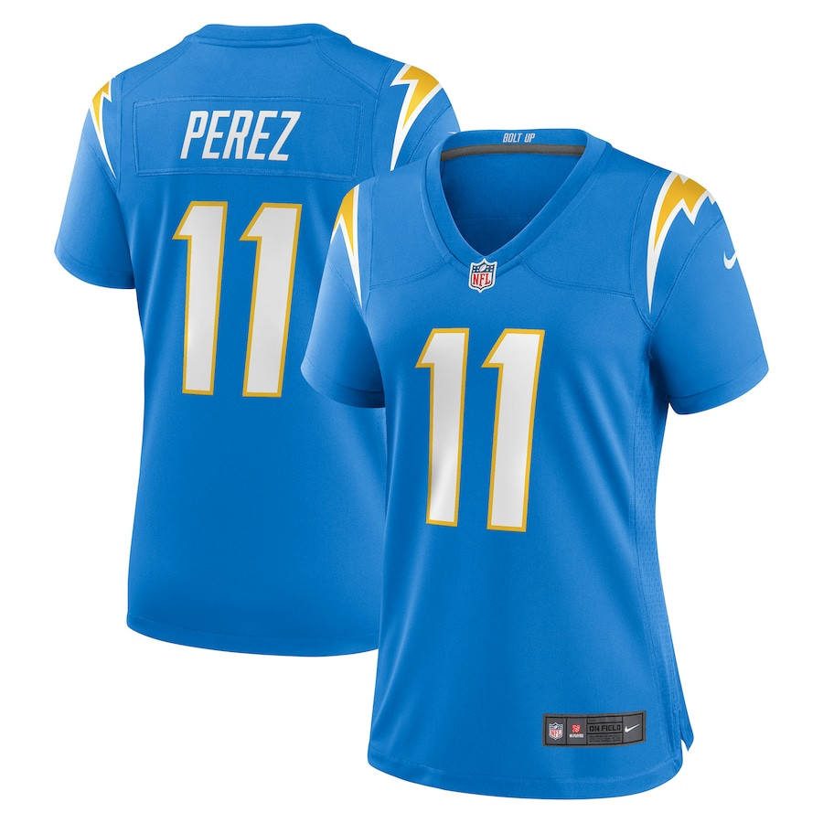 Luis Perez 11 Los Angeles Chargers Women's Team Game Jersey - Powder Blue - JSDV552