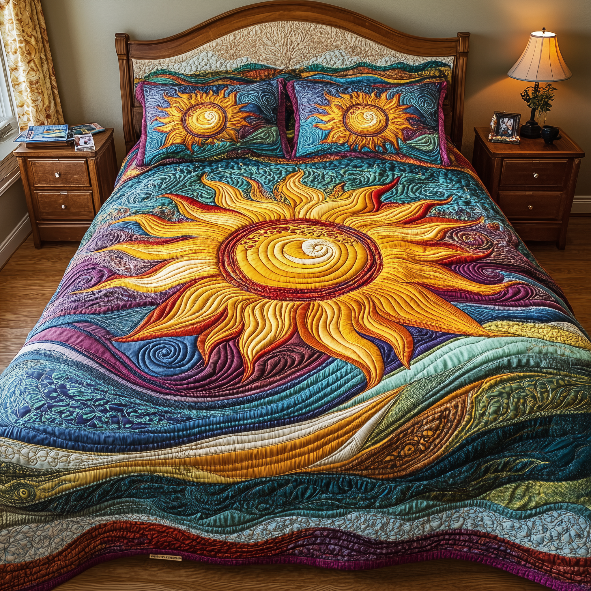 Luminous Sunshine Quilted Bedding Set Best Duvet Cover Bedspread Set Best Mothers Day Gifts