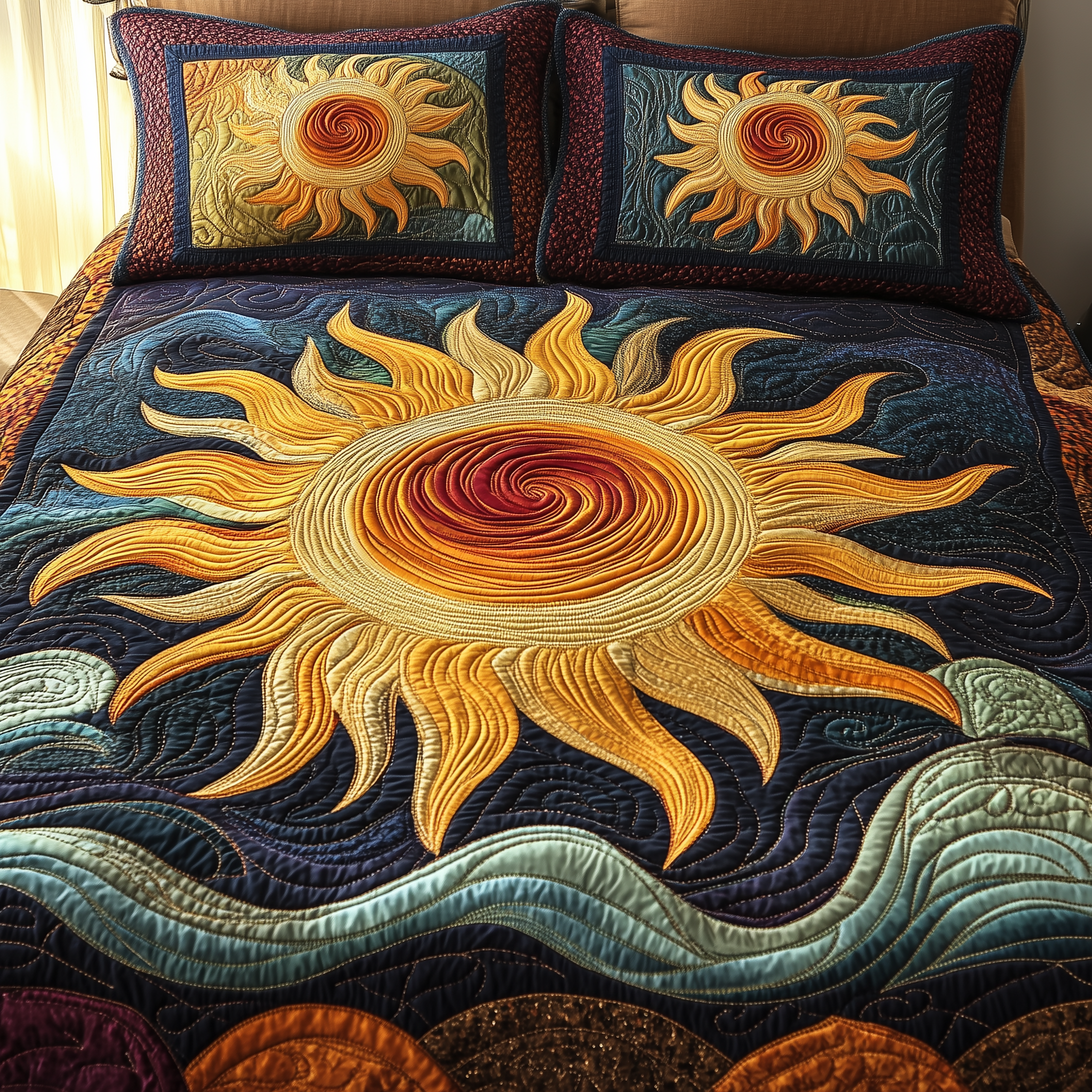 Luminous Sunshine Quilted Bedding Set Best Duvet Cover Bedspread Set Creative Mother's Day Gifts