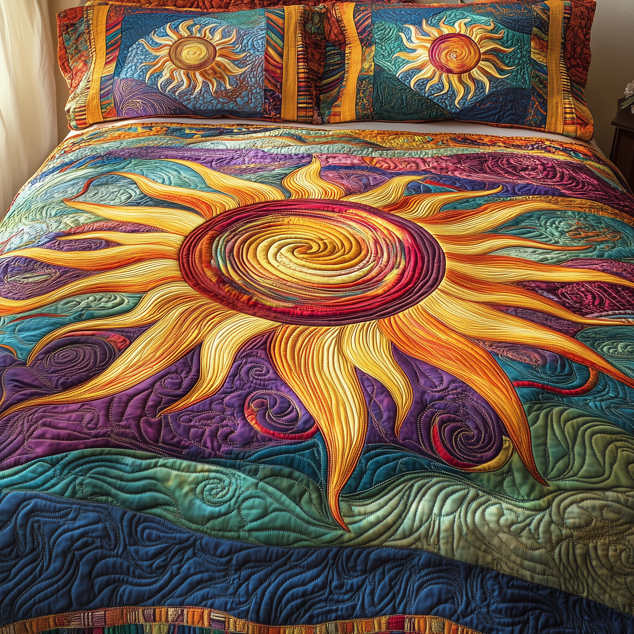 Luminous Sunshine Quilted Bedding Set Best Duvet Cover Bedspread Set First Mothers Day Gift Ideas