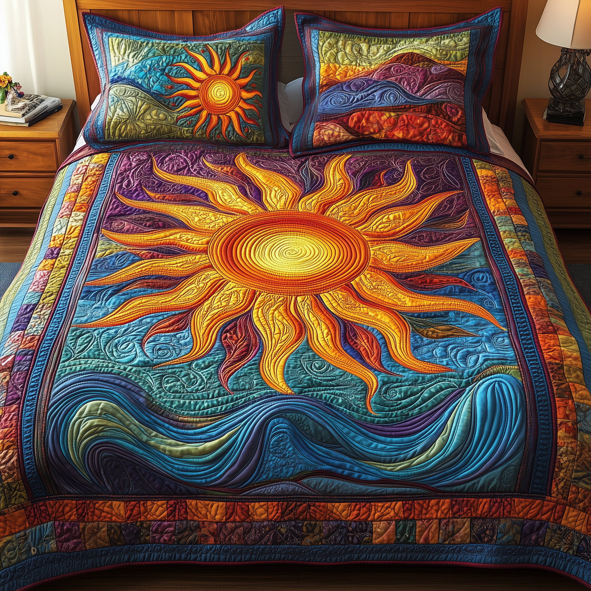 Luminous Sunshine Quilted Bedding Set Best Duvet Cover Bedspread Set Great Mother's Day Gifts