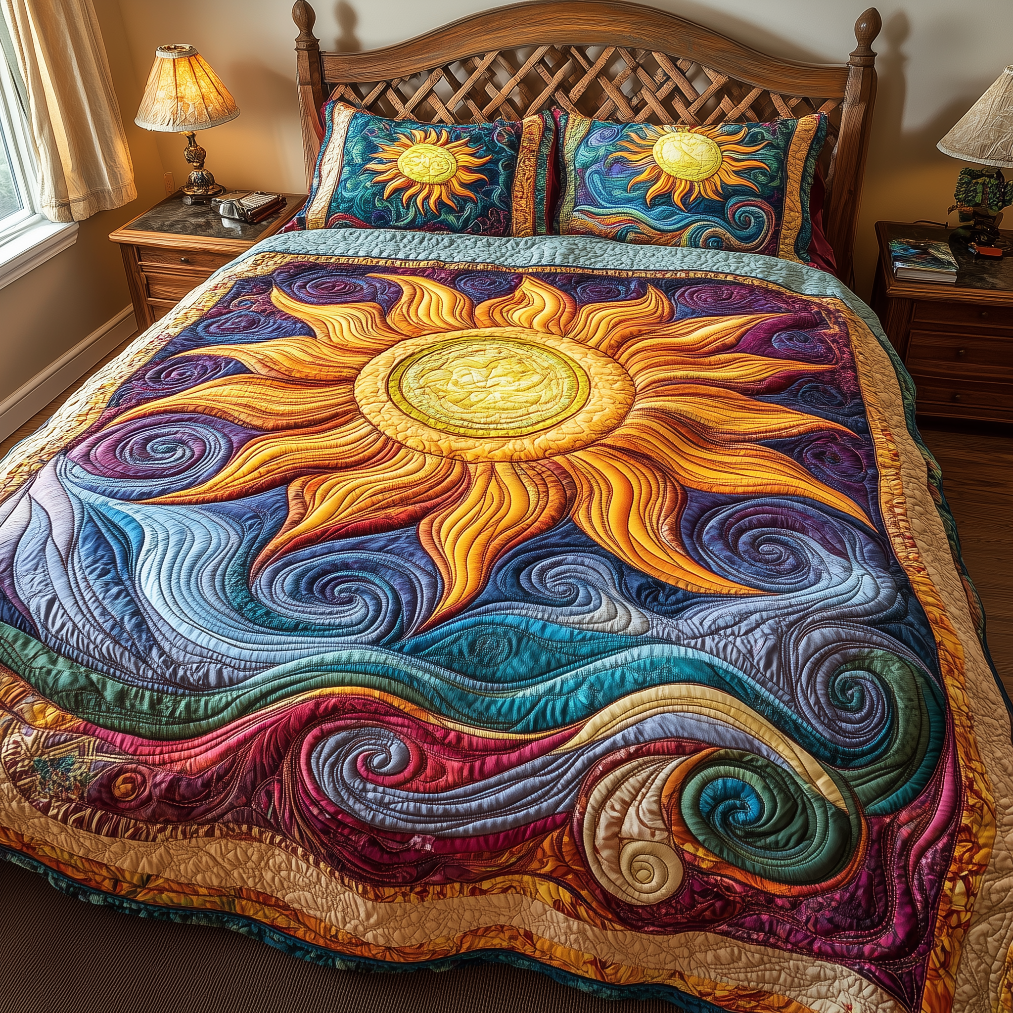 Luminous Sunshine Quilted Bedding Set Best Duvet Cover Bedspread Set Mother's Day Delivery Gifts