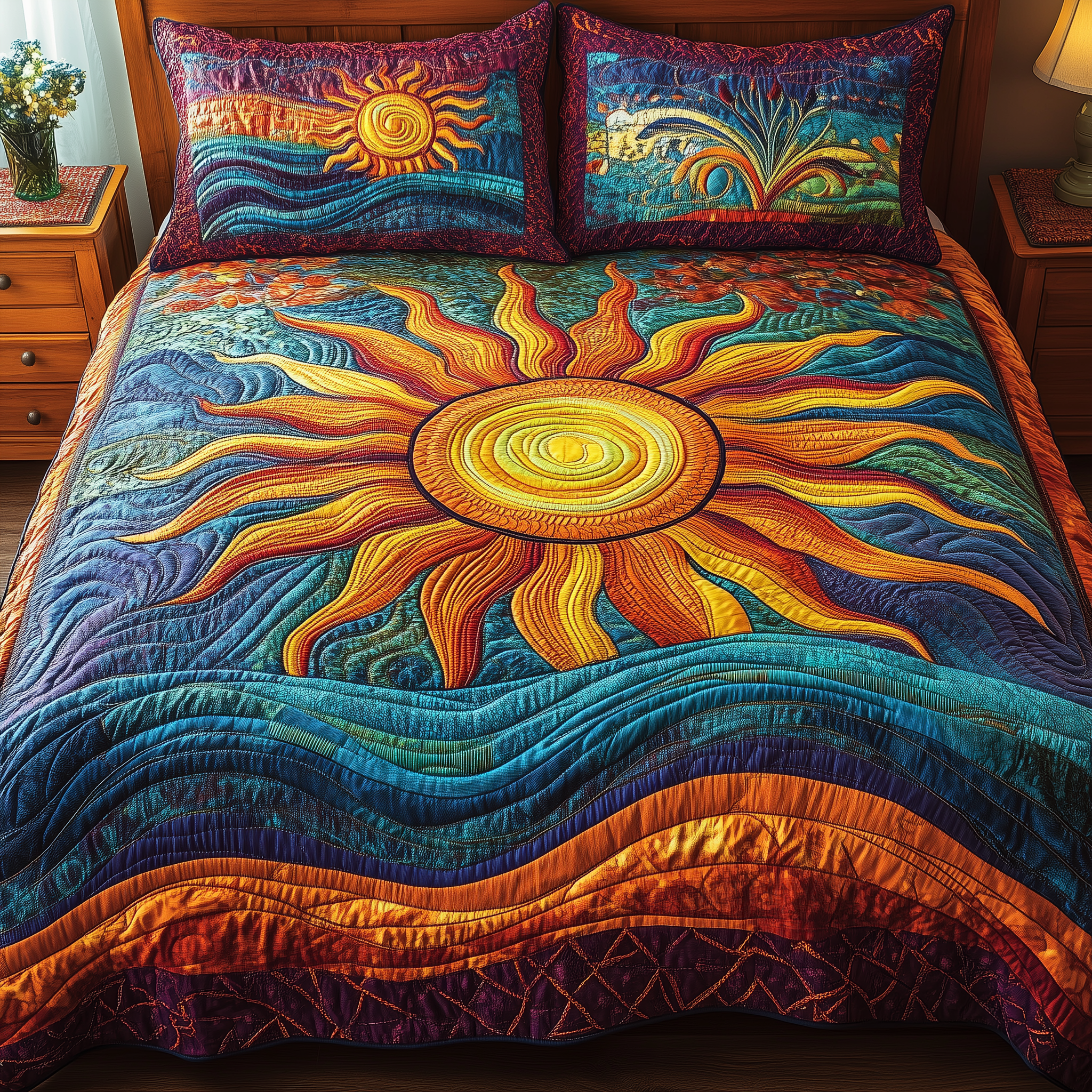 Luminous Sunshine Quilted Bedding Set Best Duvet Cover Bedspread Set Mothers Day Gift Ideas Last Minute