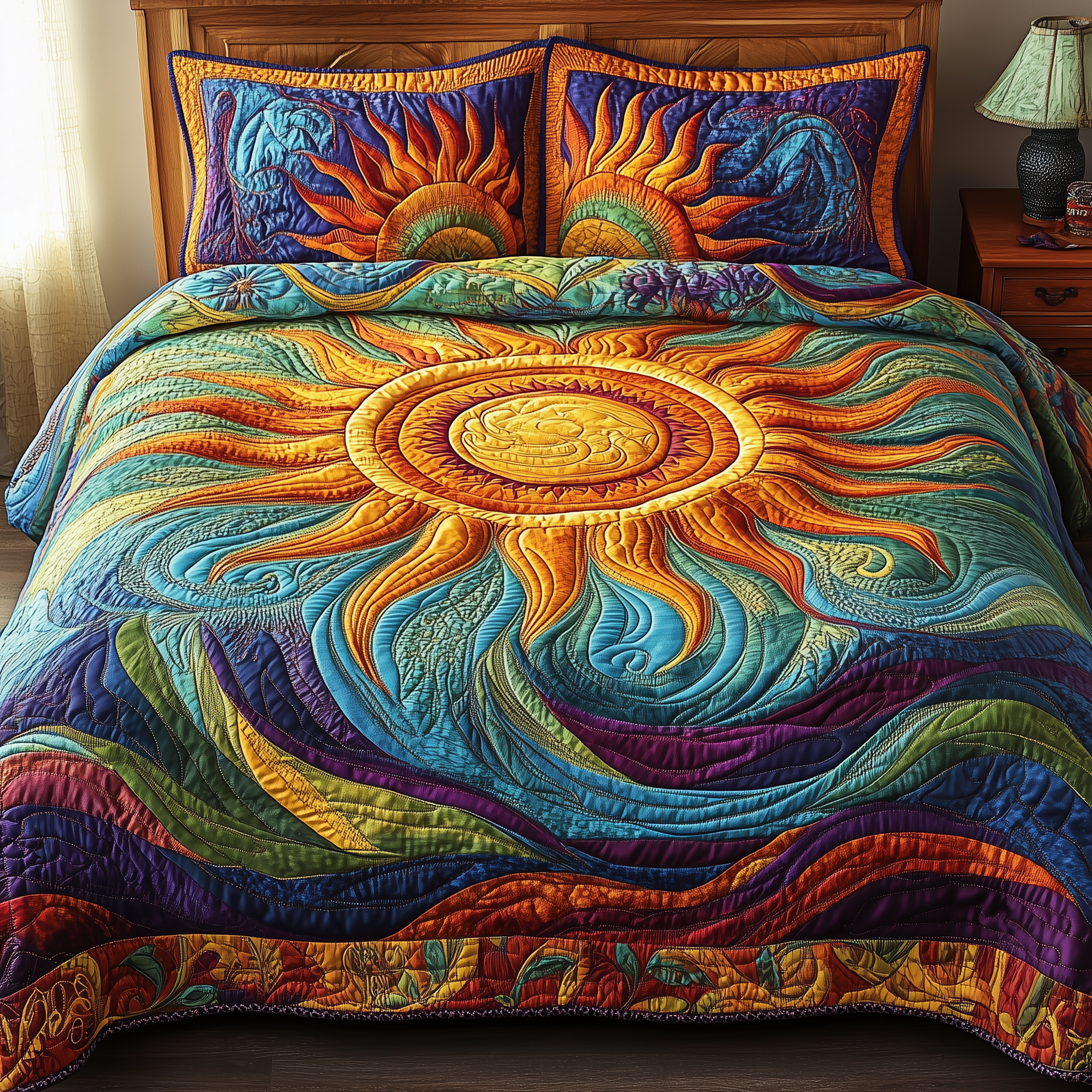Luminous Sunshine Quilted Bedding Set Best Duvet Cover Bedspread Set Mother's Day Gifts For Grandma