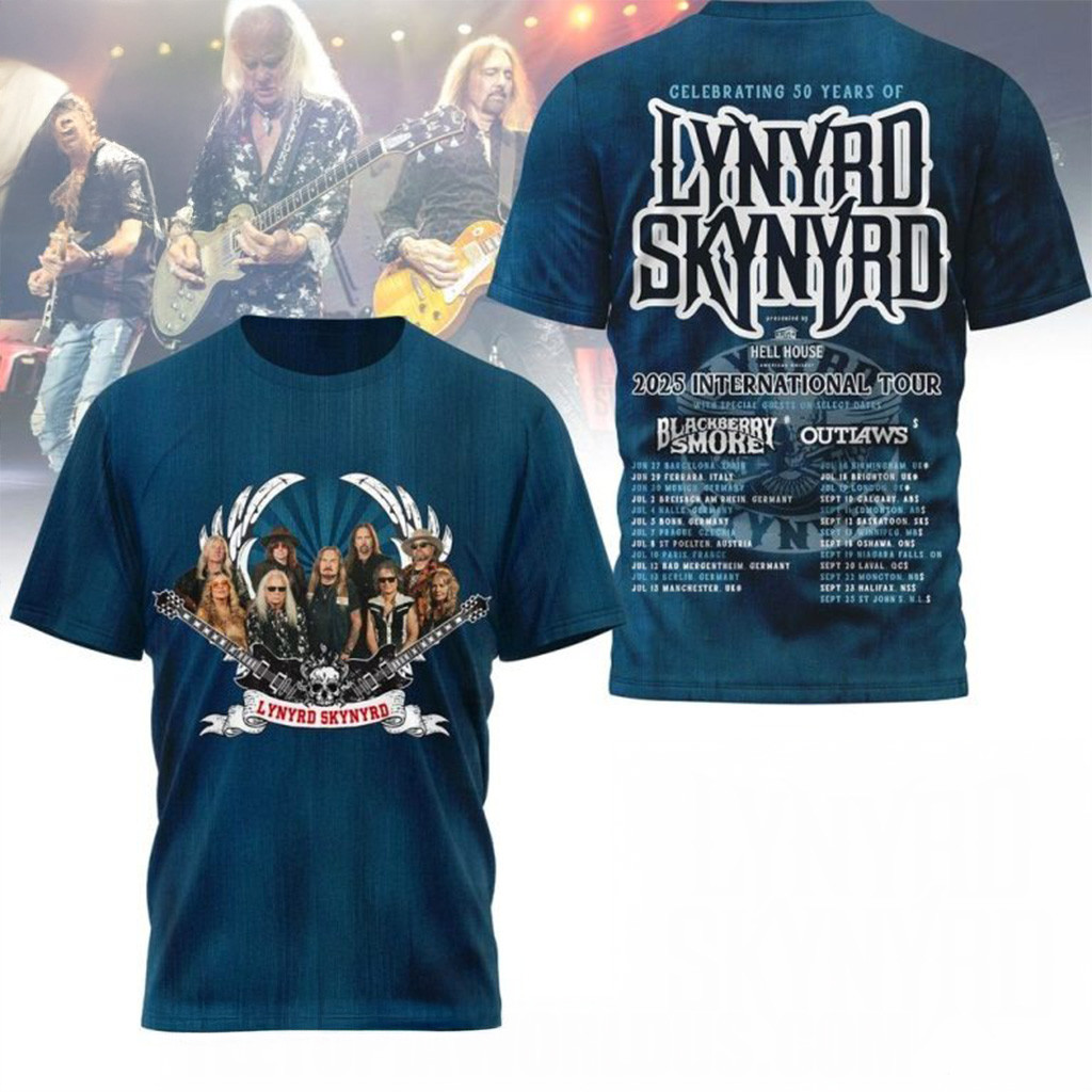 Lynyrd Skynyrd 2025 International Tour T-Shirt Fan Merch Presents For Music Lovers