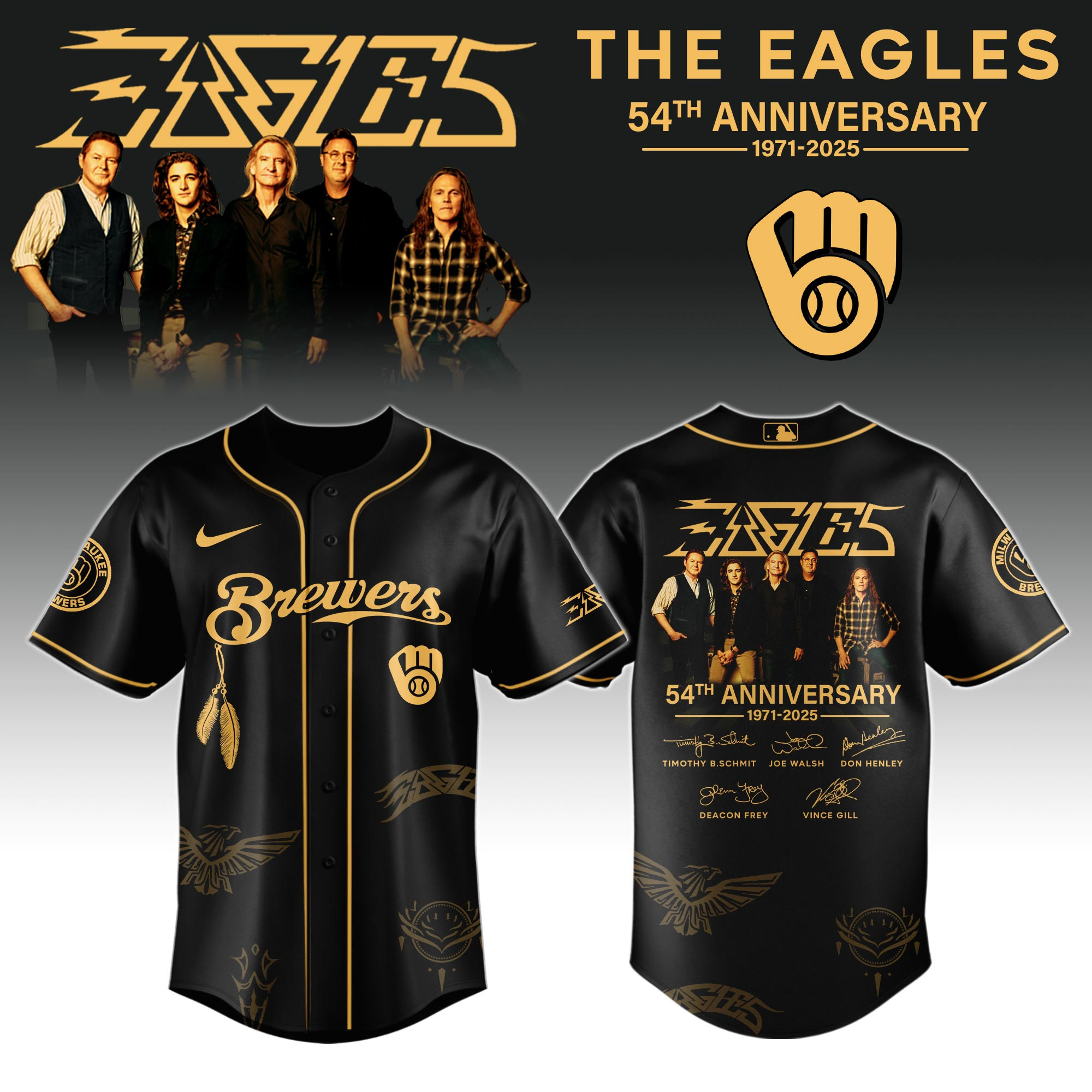 M Brewers X Eagles Band Music Jersey 2025 Gift For Baseball Lovers