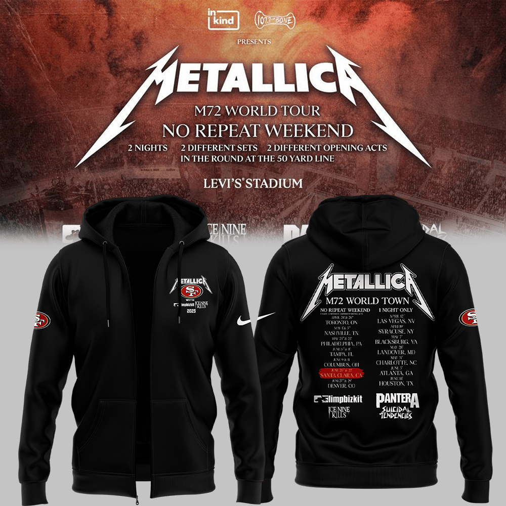 M72 World Tour X San Francisco 49ers Zip Hoodie 2025 Merch Gift For Music Days