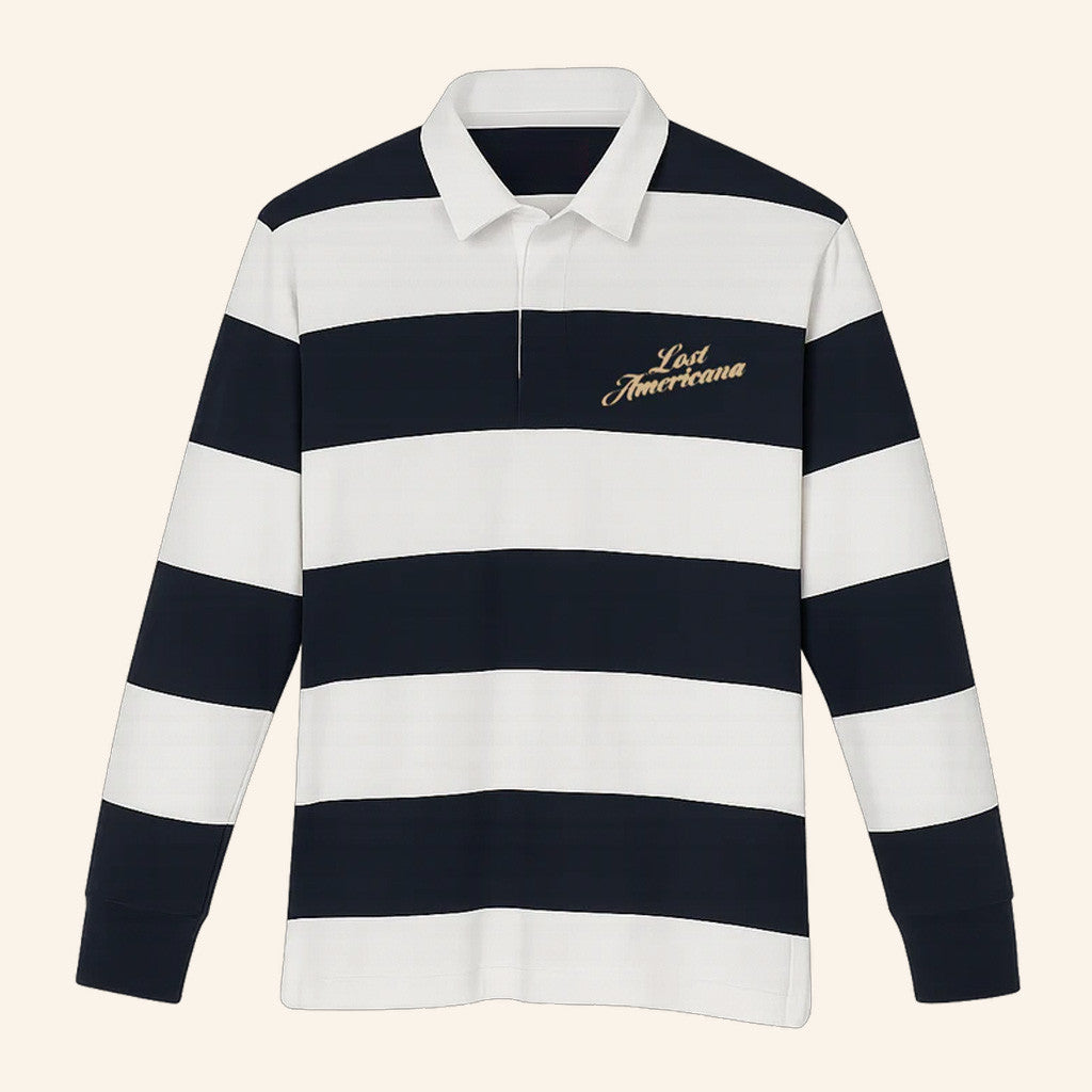 Machine Gun Kelly Merch Lost Americana Striped Long Sleeve Polo Shirt Gifts For Dudes