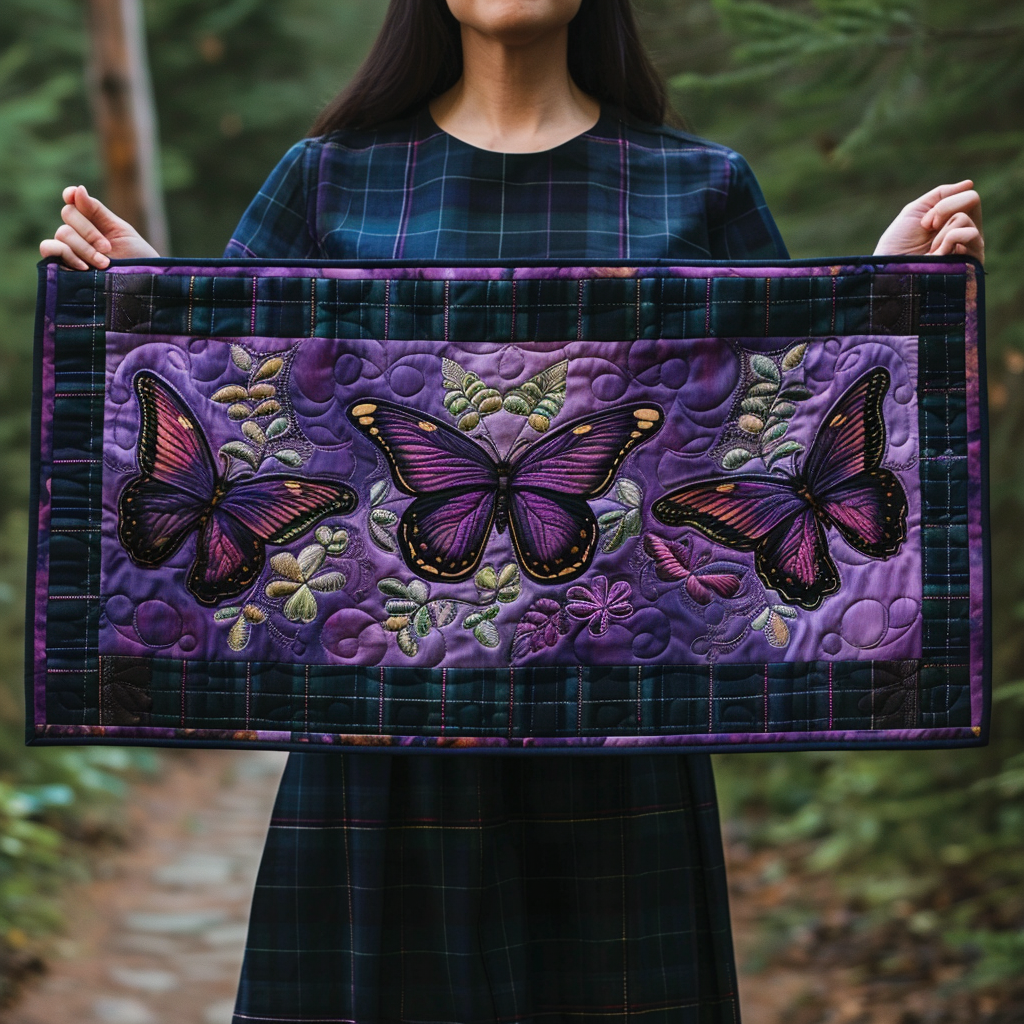 Magical Butterflies Quilted Table Runner Home Decoration Chirsmas Best Gifts For Butterfly Lover