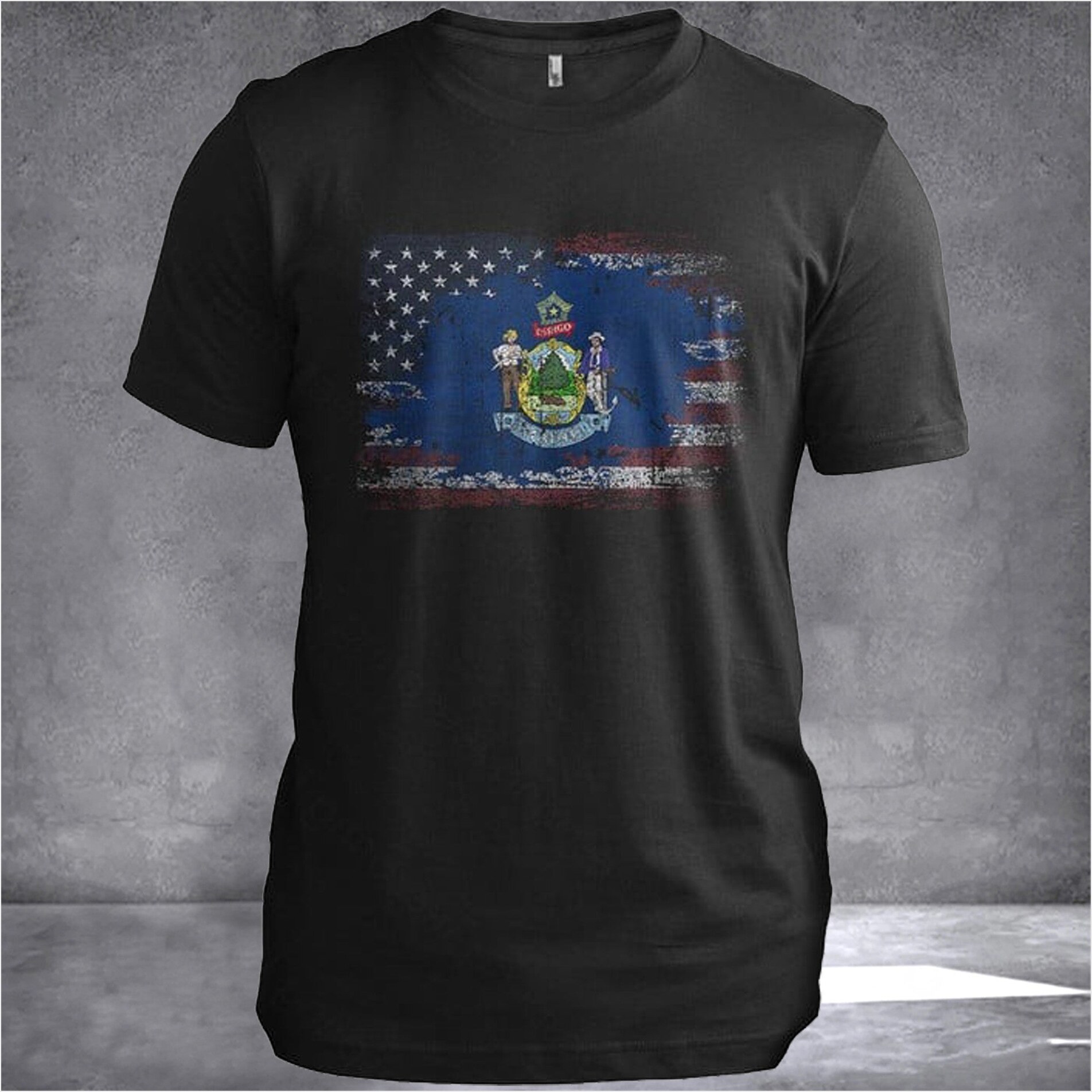 Maine USA Flag Vintage Maine T-Shirt Patriotic Tee Shirts Mens Unique Birthday Gift Ideas