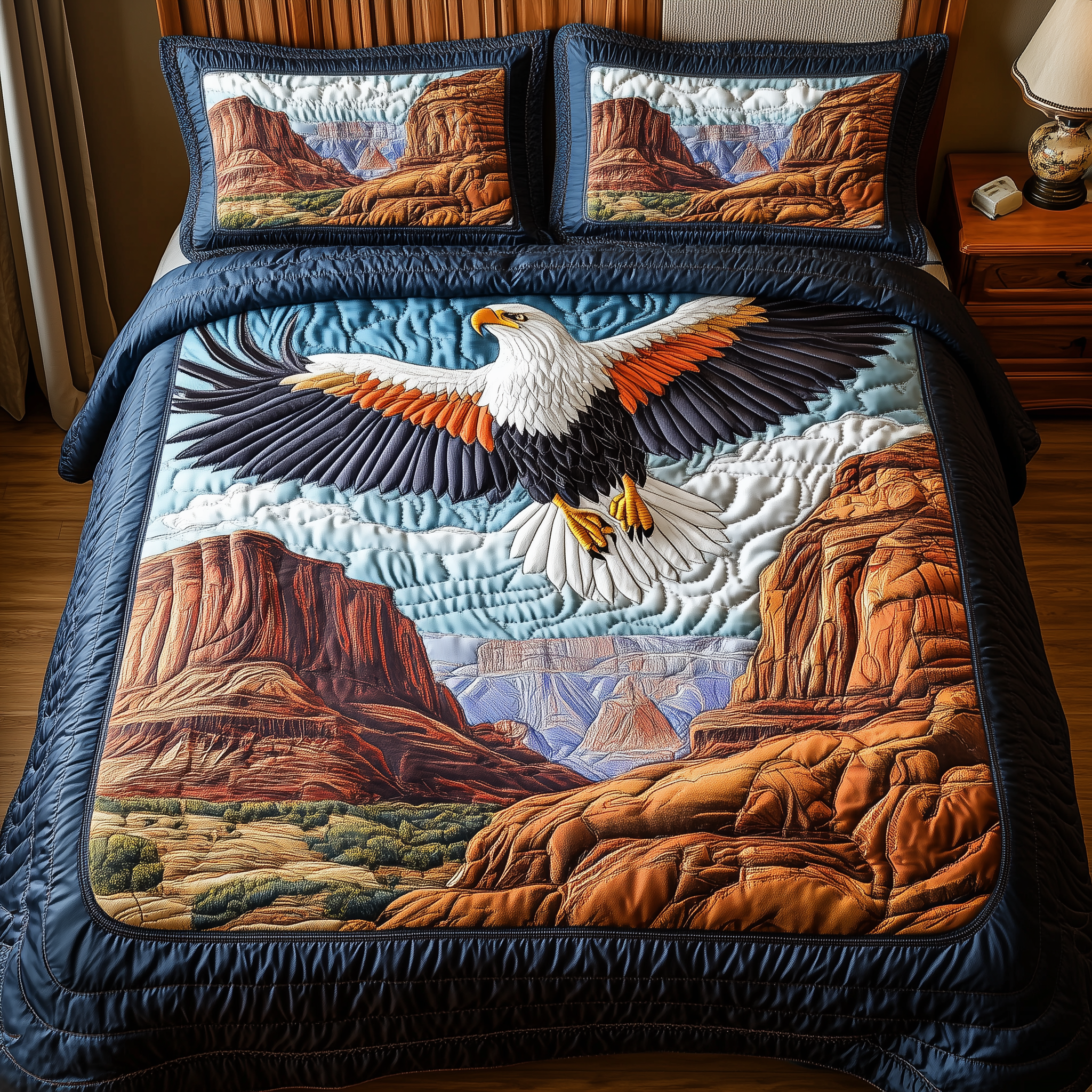 Majestic Bald Eagle Quilted Bedding Set Duvet Cover Bedspread Set Item Best Father's Day Special Gifts