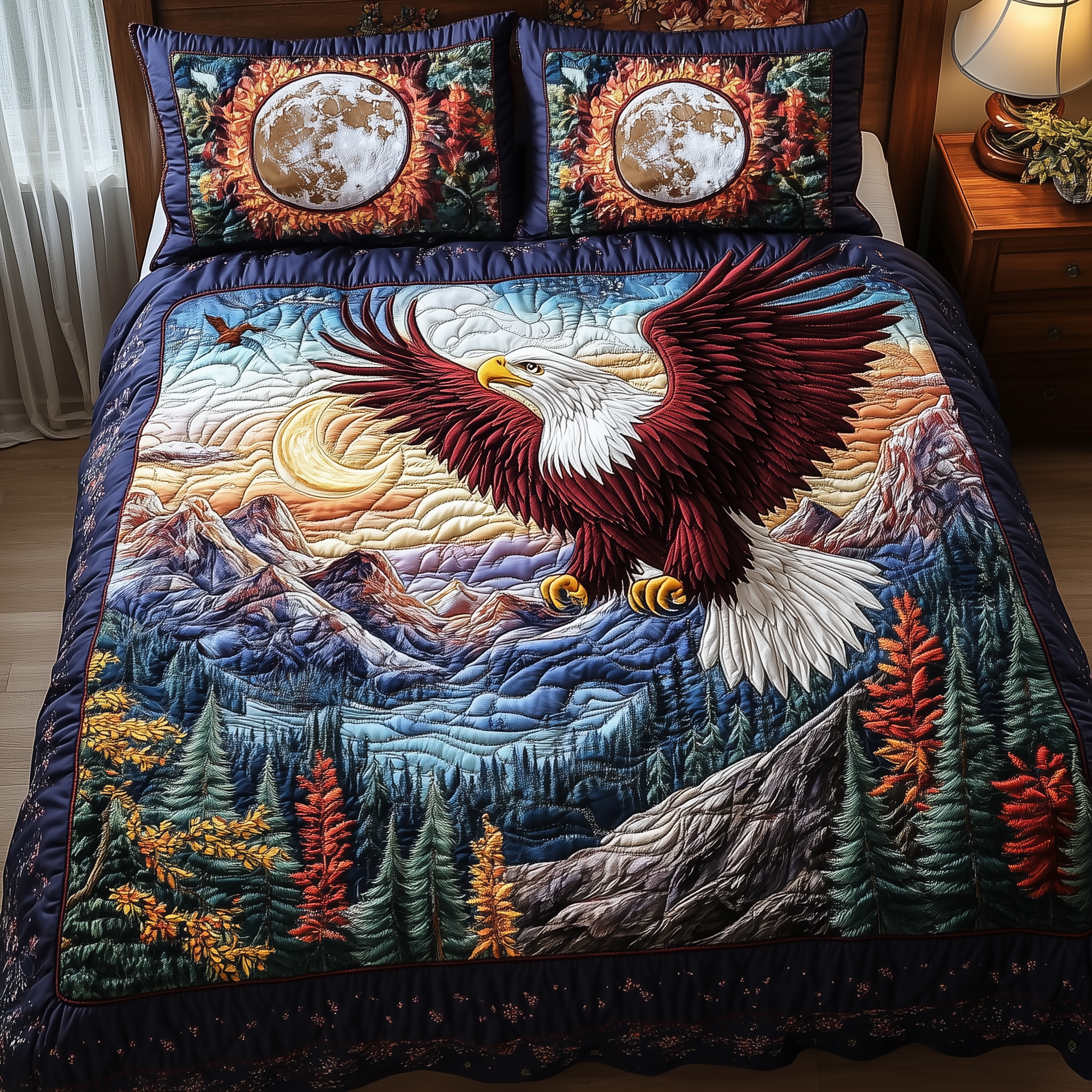 Majestic Bald Eagle Quilted Bedding Set Duvet Cover Bedspread Set Item Father's Day Gifts For Husband