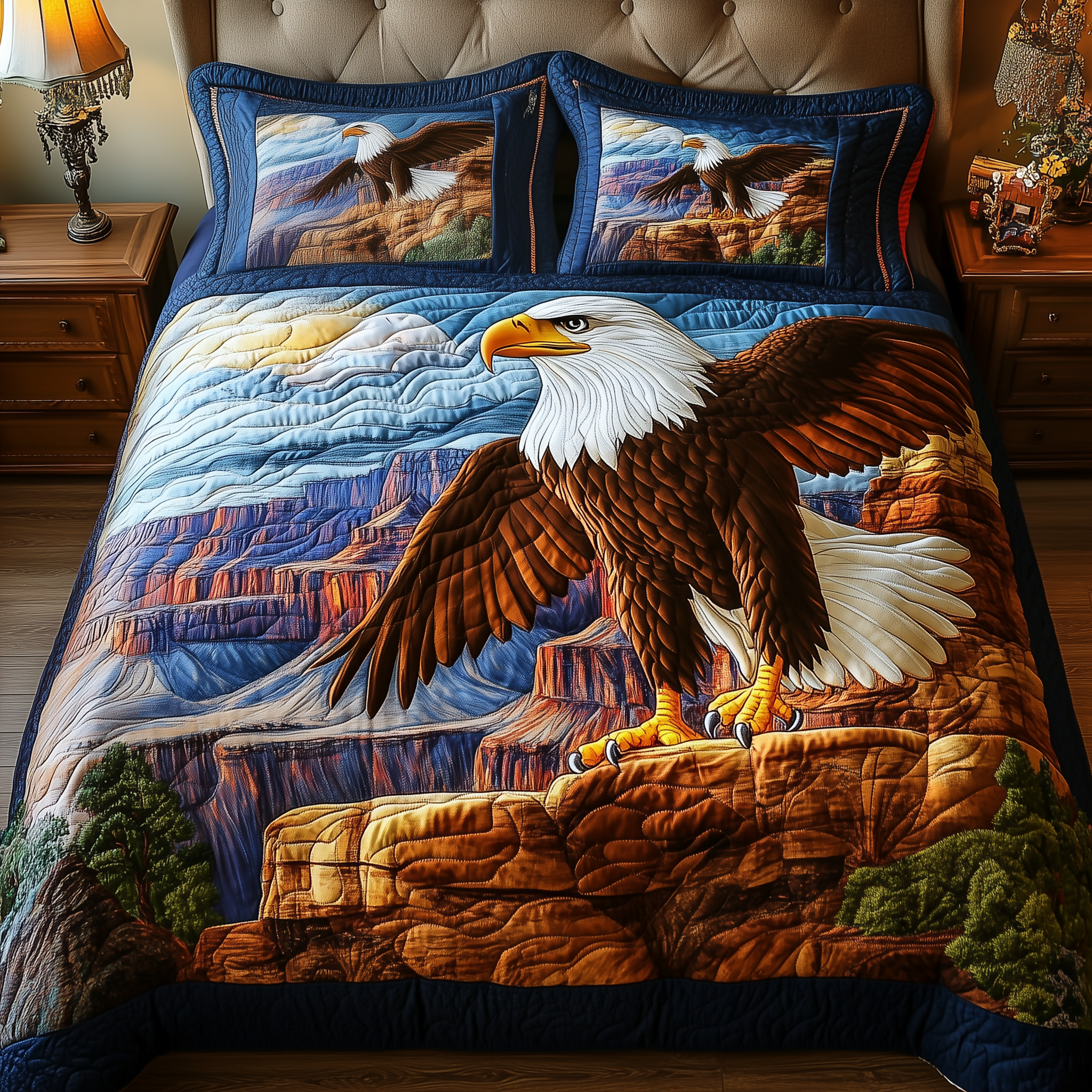 Majestic Bald Eagle Quilted Bedding Set Duvet Cover Bedspread Set Item Top 10 Father's Day Gifts