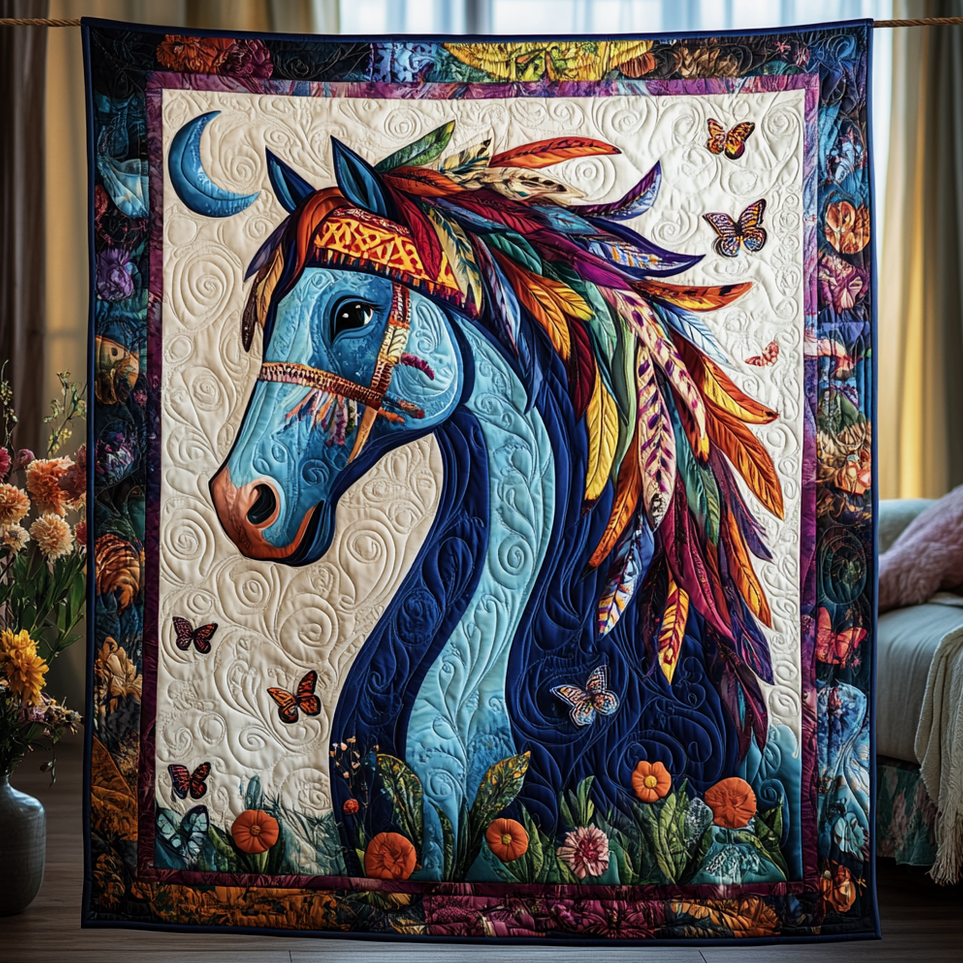 Majestic Colorful Horse Quilted Blanket Horse Christmas Presents Birthday Gifts For Best Friend