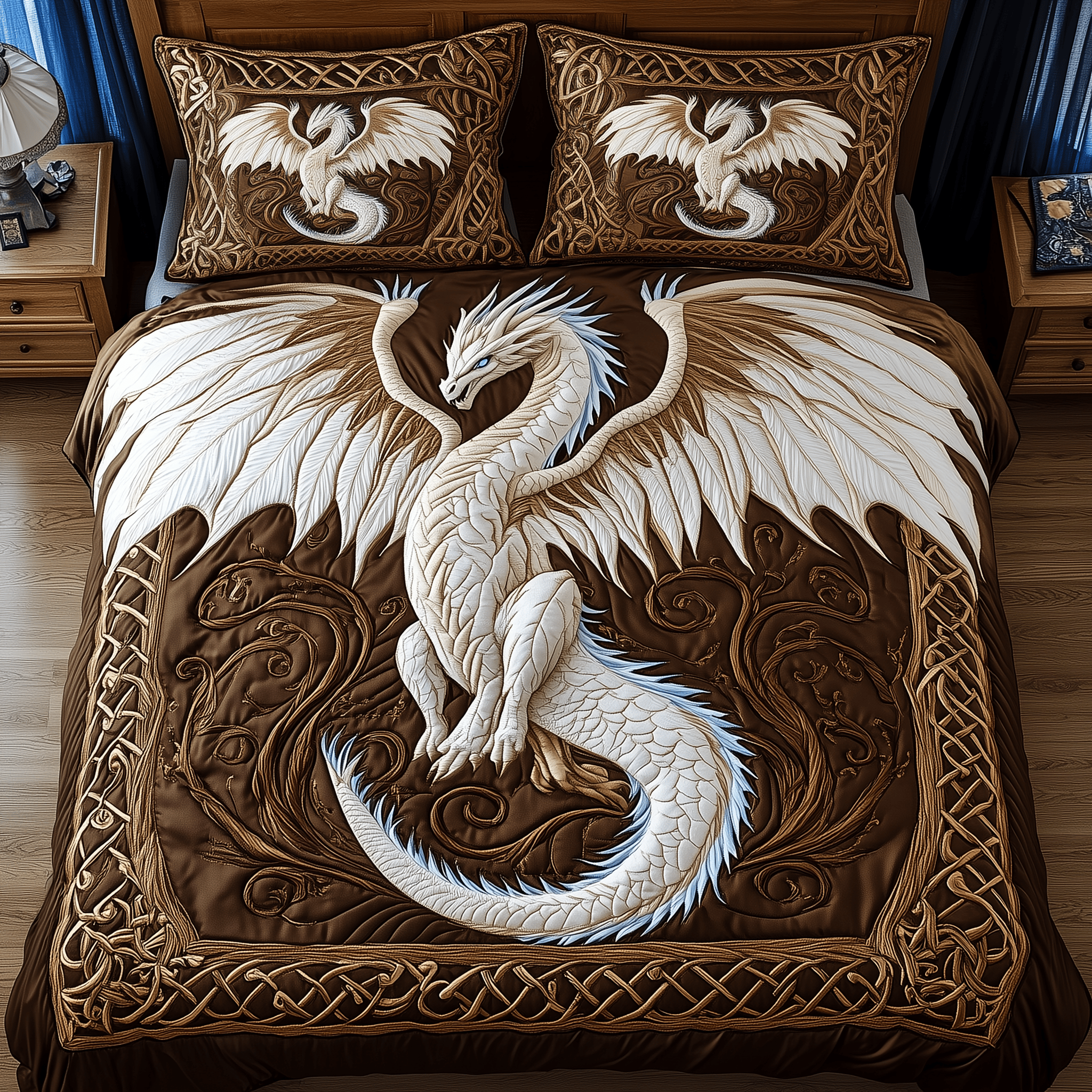 Majestic Dragon Quilted Bedding Set Unique Valentines Duvet Cover Set Dragon Gifts For Men