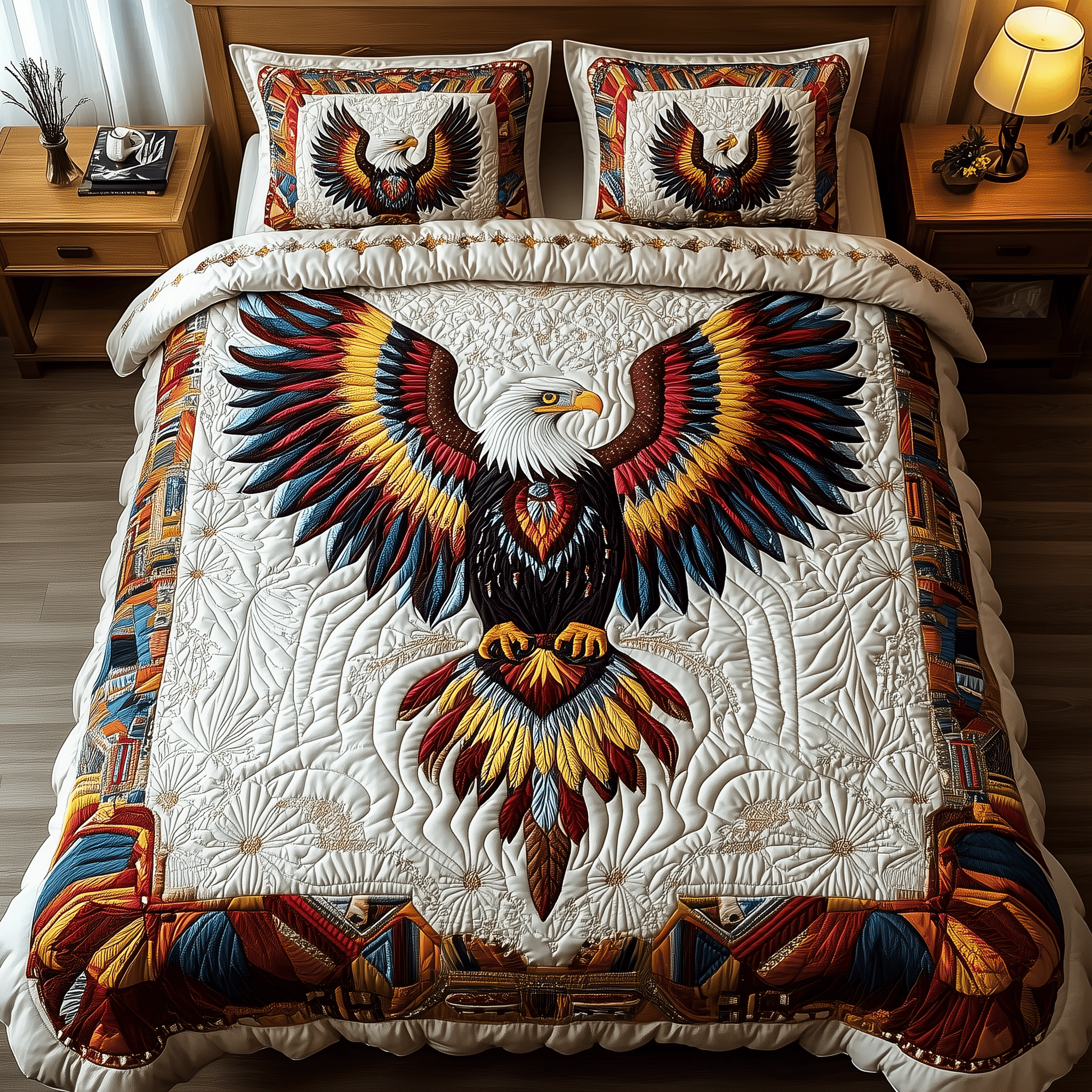 Majestic Eagle Quilted Bedding Set Fathers Day Duvet Cover Set Eagle Gifts For Men