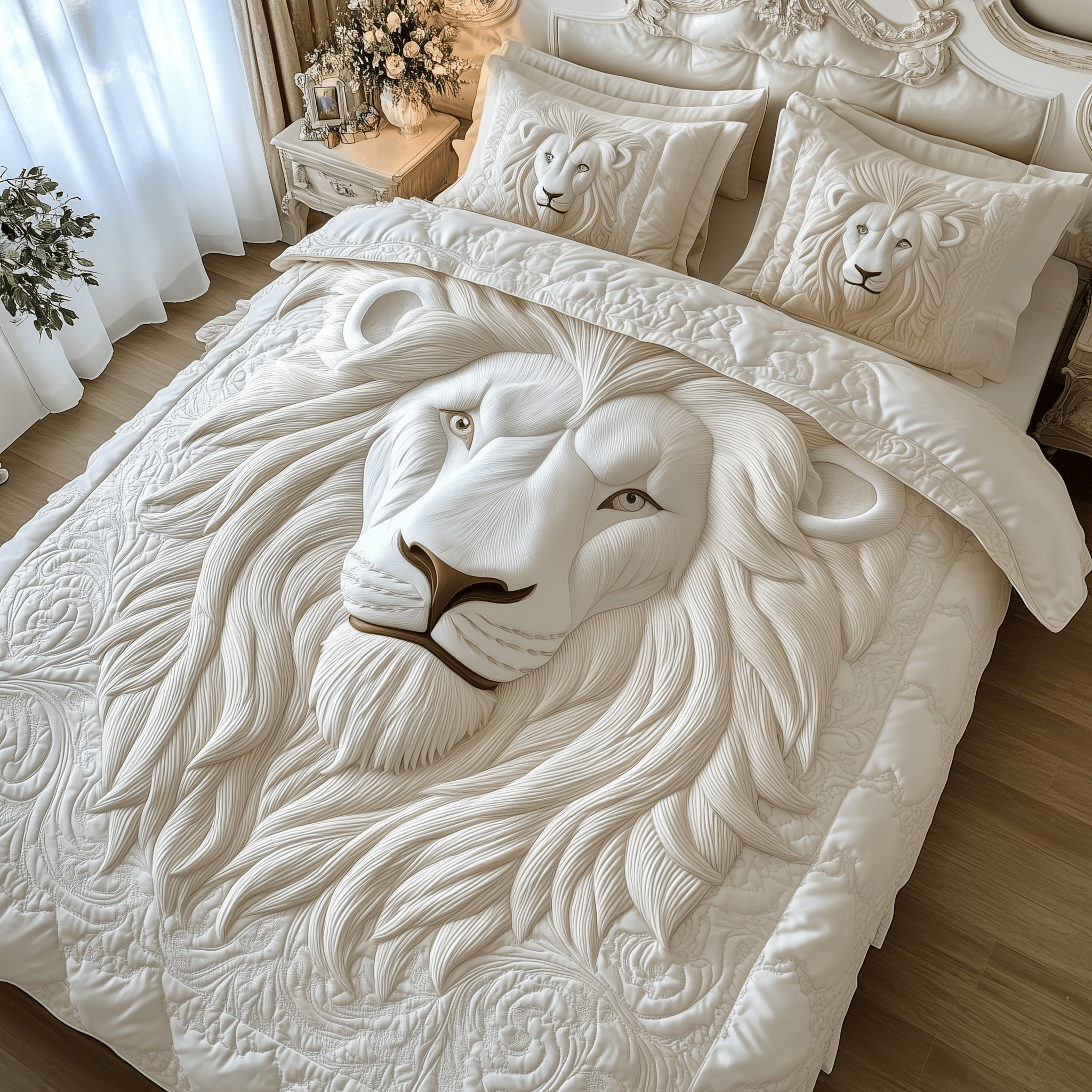 Majestic Lion King Quilted Bedding Set Best Duvet Cover Bedspread Set Lion Gift Ideas For Son