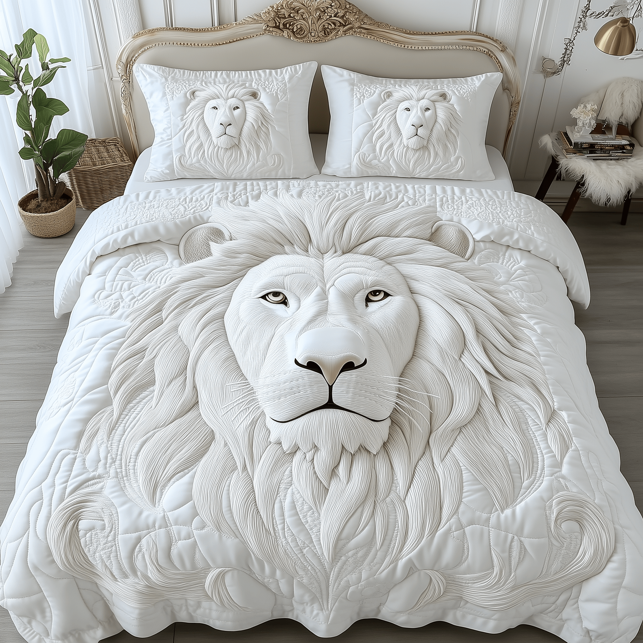 Majestic Lion King Quilted Bedding Set Best Duvet Cover Bedspread Set Lion Gifts For Men