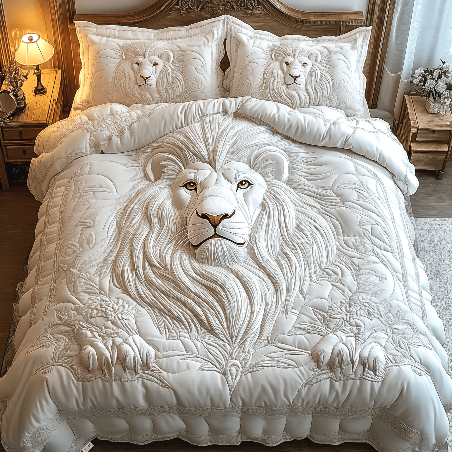 Majestic Lion Quilted Bedding Set Best Gifts For Lion Lovers Birthday Gifts For Fans