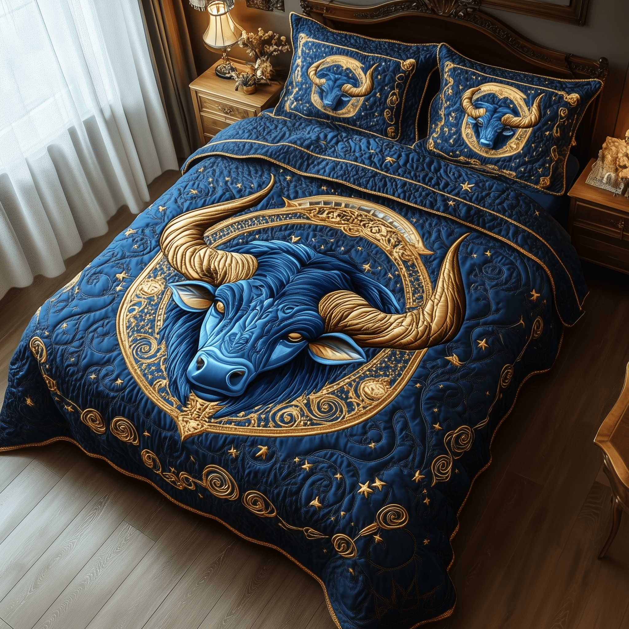 Majestic Taurus Zodiac Sign Quilted Bedding Set Great Duvet Cover Bedspread Set First Time Mom Gifts