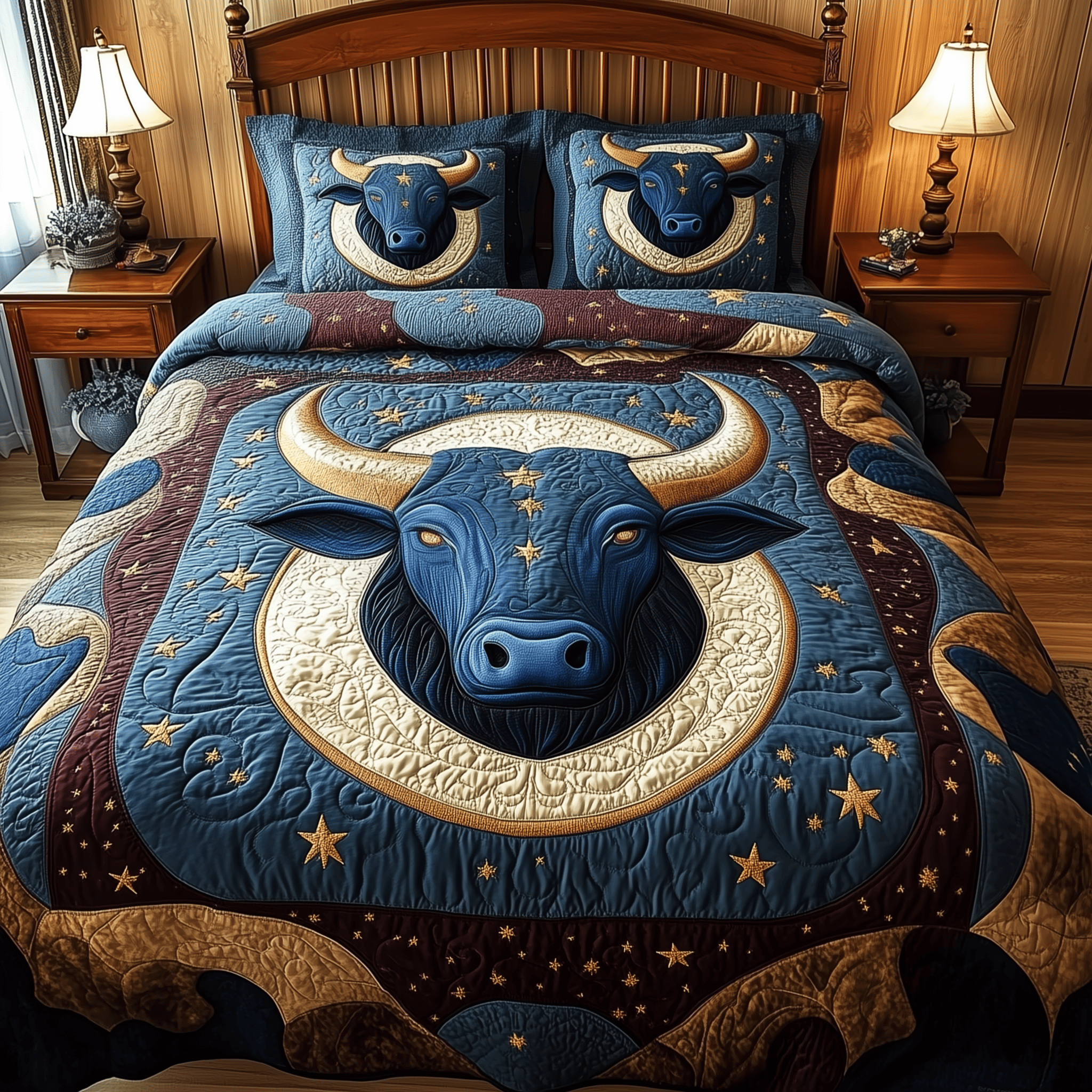 Majestic Taurus Zodiac Sign Quilted Bedding Set Great Duvet Cover Bedspread Set First Time Mothers Day Gifts