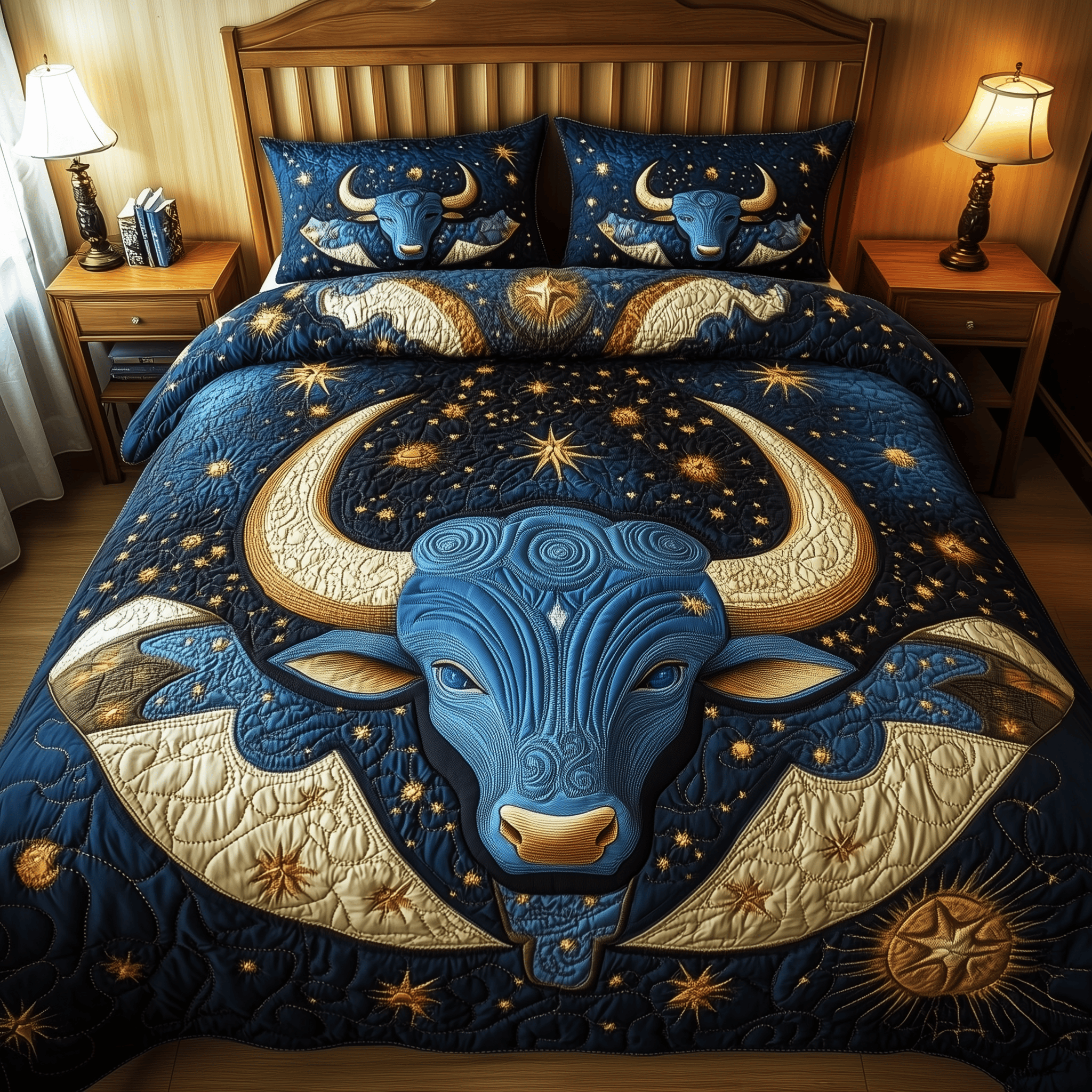 Majestic Taurus Zodiac Sign Quilted Bedding Set Great Duvet Cover Bedspread Set Great Gifts For Mom