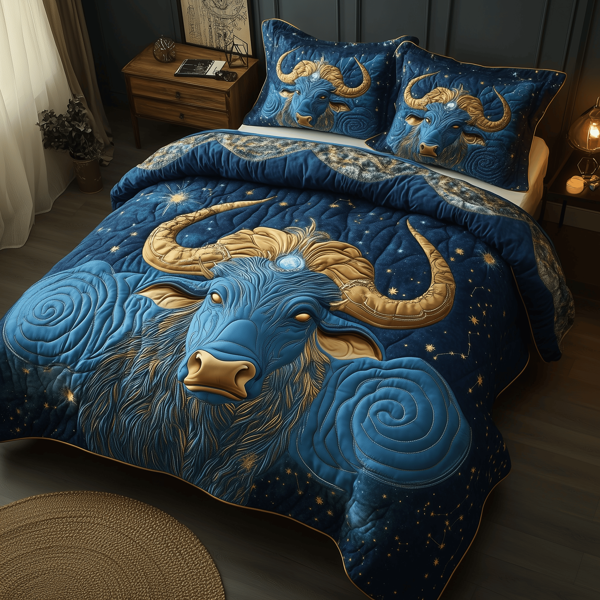 Majestic Taurus Zodiac Sign Quilted Bedding Set Great Duvet Cover Bedspread Set Thoughtful Mother's Day Gifts