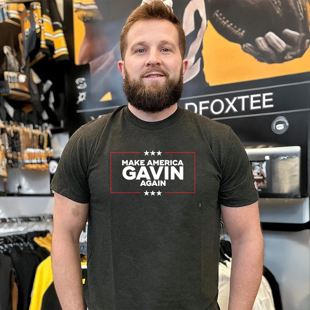 Make America Gavin Again Shirt Gavin Newsom Patriot Merch Black T-Shirt Gifts For Dad