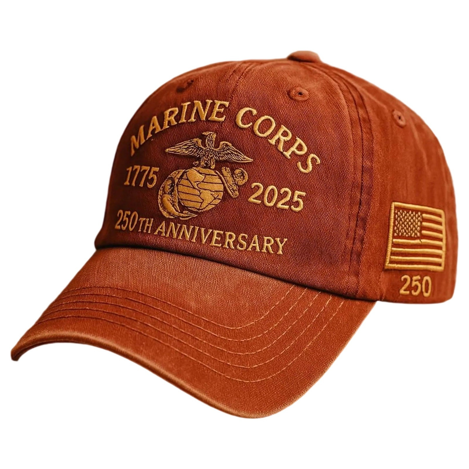 Marine Corps 250th Anniversary Cap Adjustable Embroidered Tribute Hat Military Commemorative Baseball Cap for Men