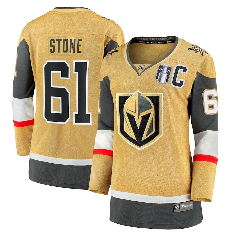 Mark Stone 61 Vegas Golden Knights Women's 2023 Stanley Cup Final Home Breakaway Player Jersey - Gold - JS267