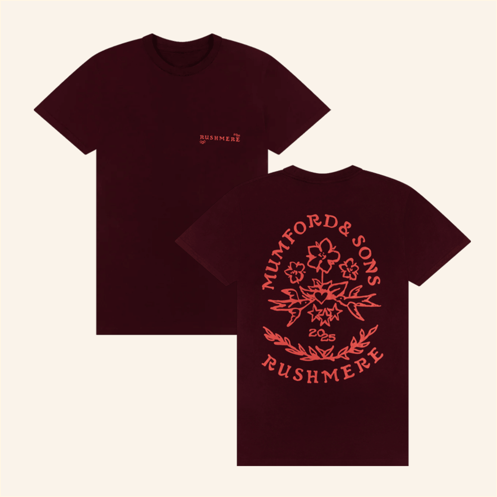 Maroon Stamp Print T-Shirt Mumford And Sons Merch Birthday Gifts For Friends Christmas Presents