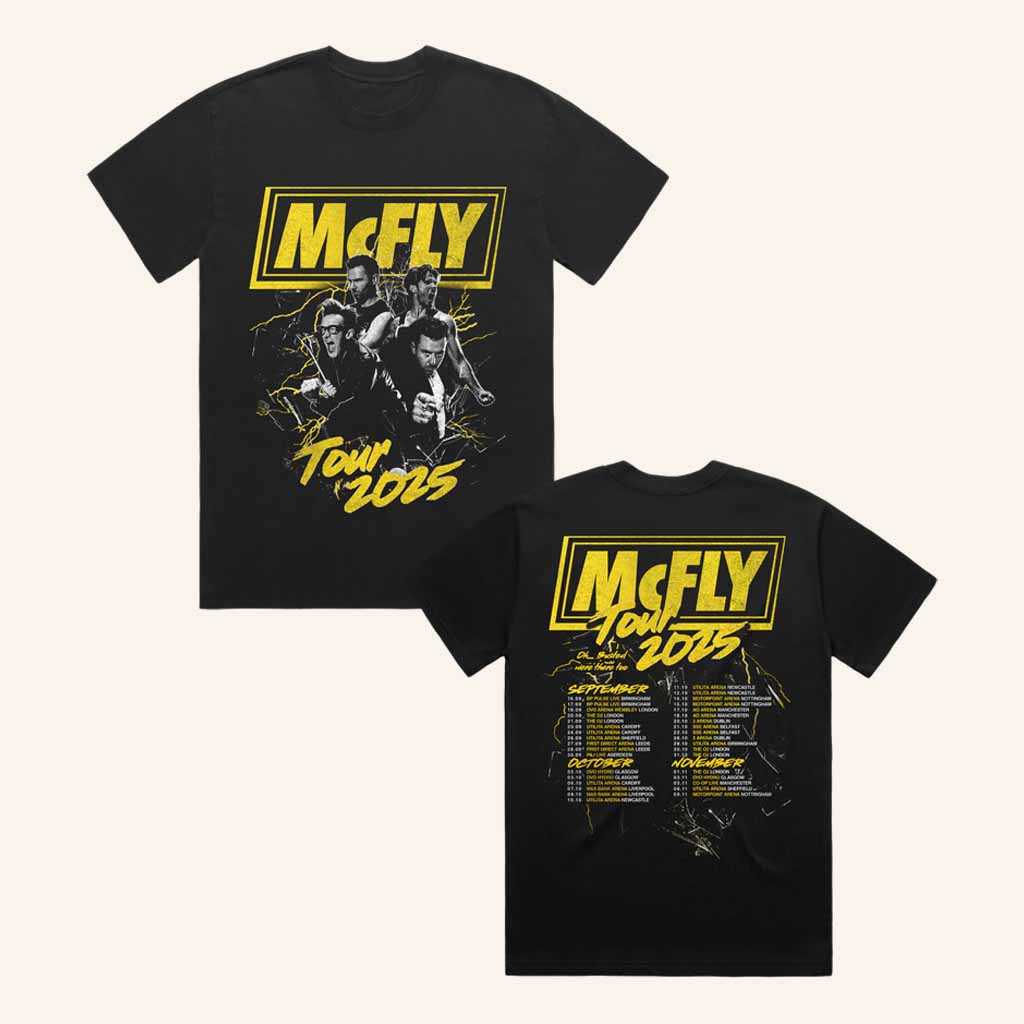 McFly Merch Lightening Black Photo Tour 2025 T-Shirt Gifts For Music Fans