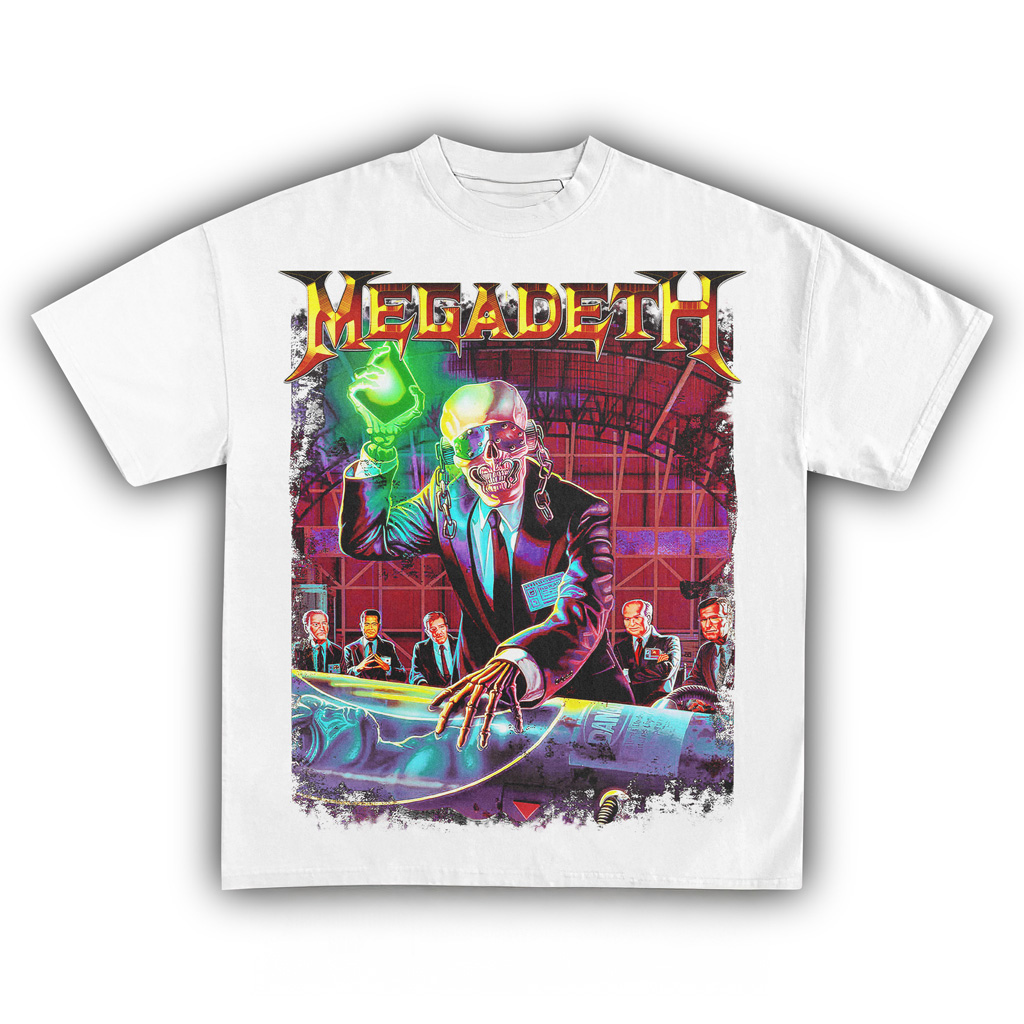 Megadeth Vintage White T-Shirt Megadeth MerchGifts For People Who Like Music