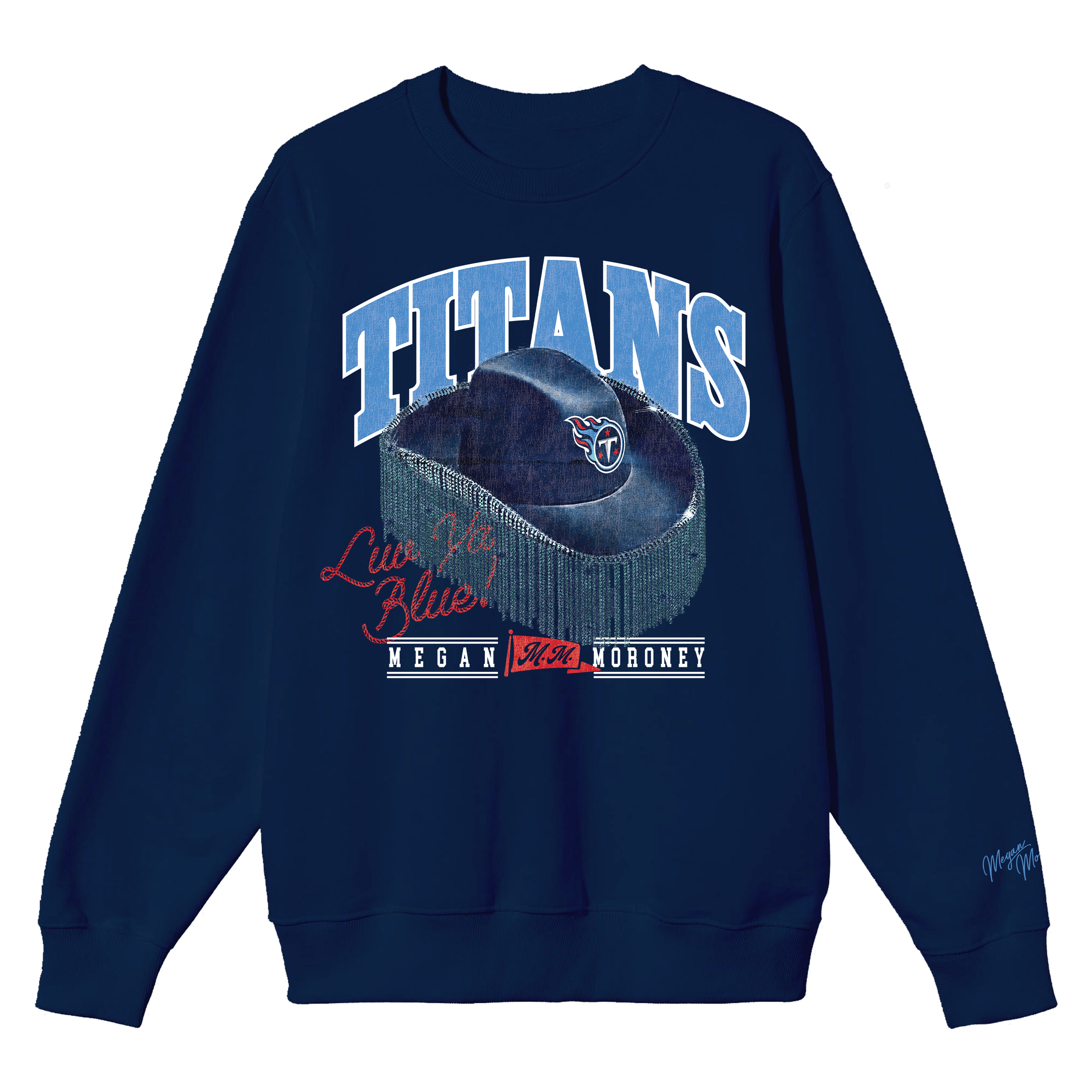 Megan Moroney X Tennessee Titans Cowgirl Hat Crewneck Navy for Fans