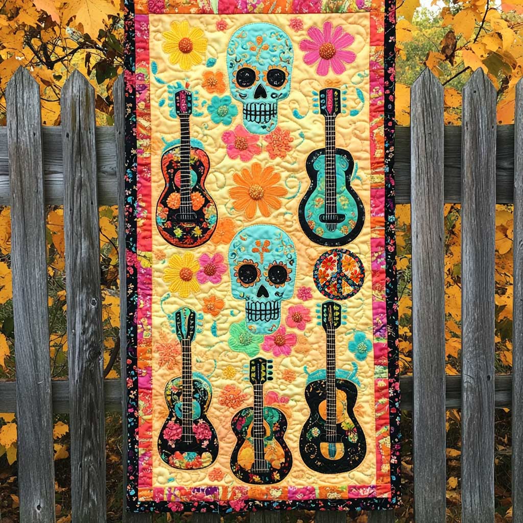 Melody Of The Skull Quilted Table Runner Dining Home Decorations Themed Skull Items For Gifts