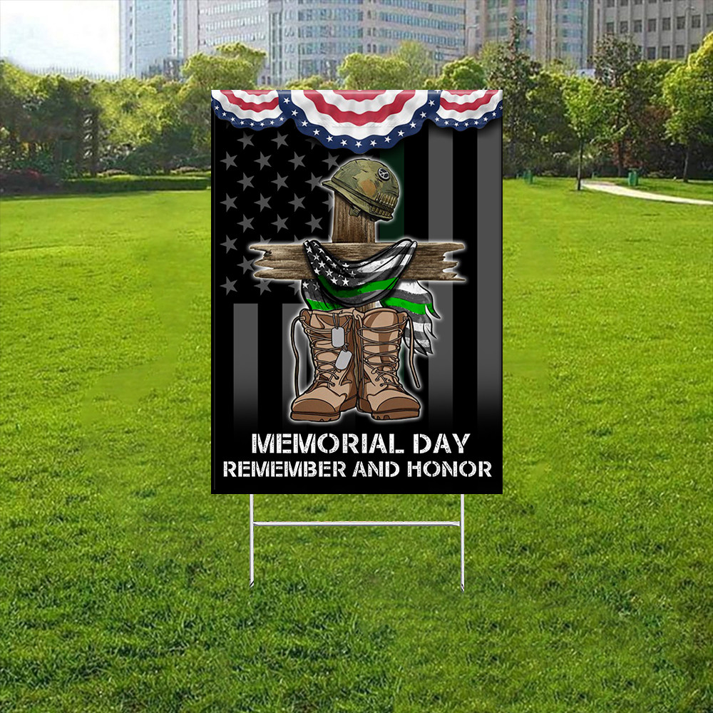 Memorial Day Remember And Honor Veteran Yard Sign Veteran's Day Yard Decorations