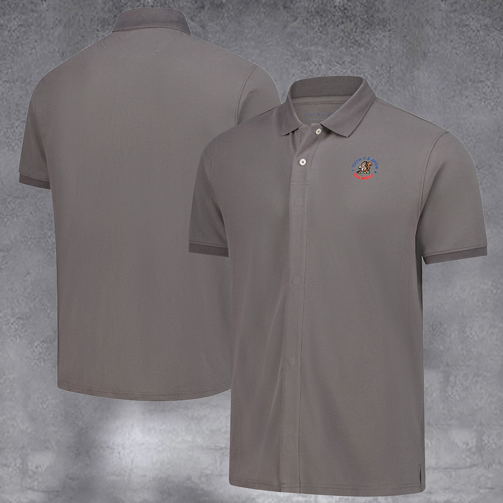 Men's 2025 U.S. Open Gray Pique Knit Polo With Magnetic Closures Gifts For Sport Lovers