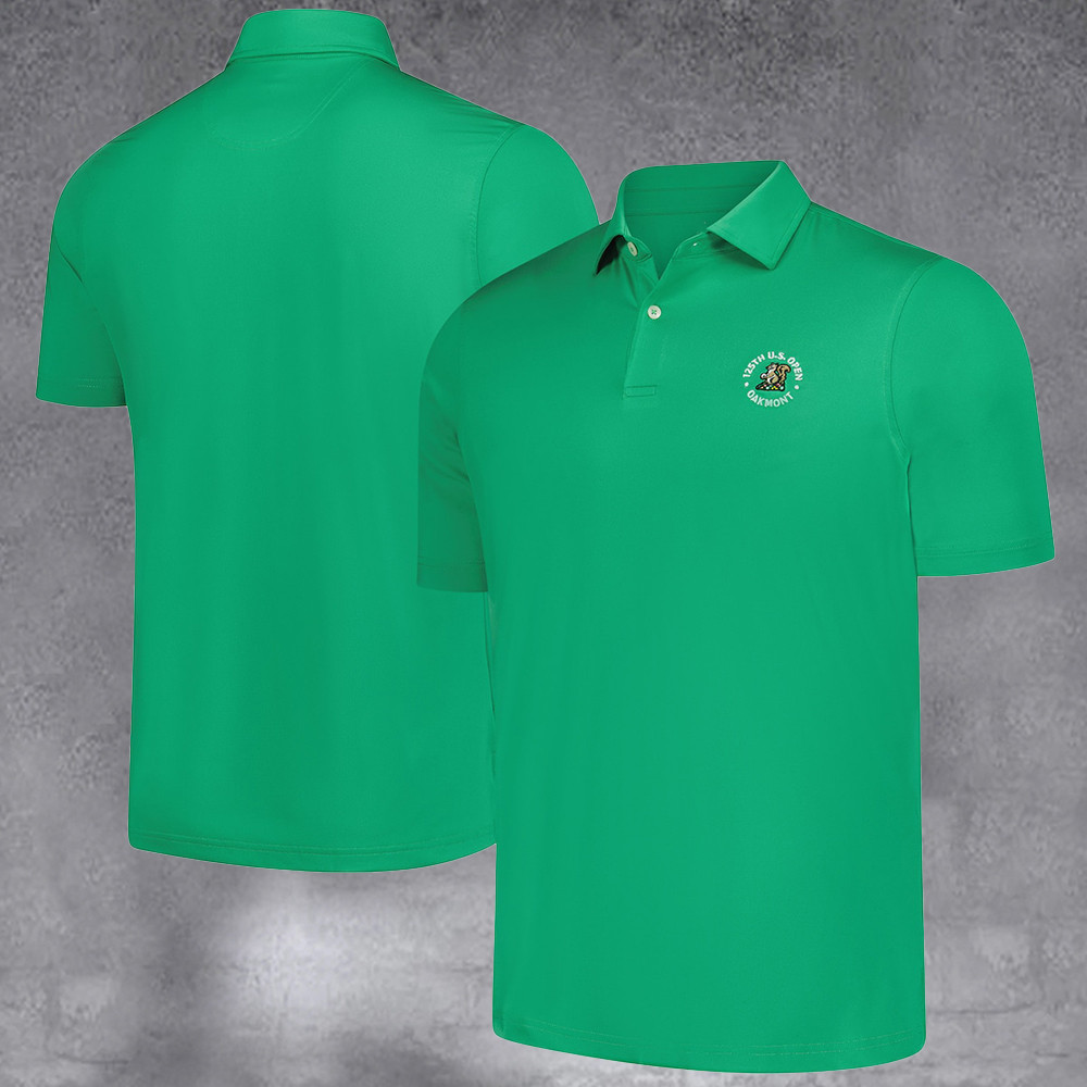 Men's 2025 U.S. Open Green Tournament Solid Polo Gifts For Golf Players